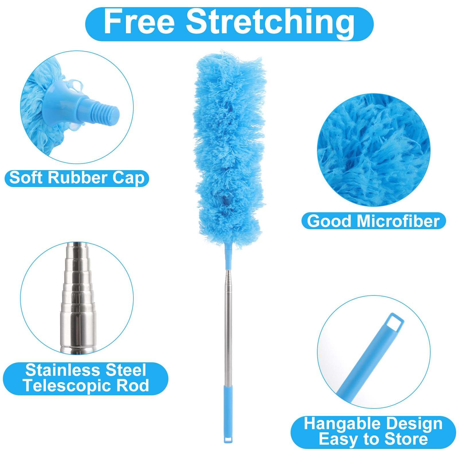 ASelected Extendable Microfiber Duster with 108" Telescoping Pole for High Ceilings, Fans & Blinds 7