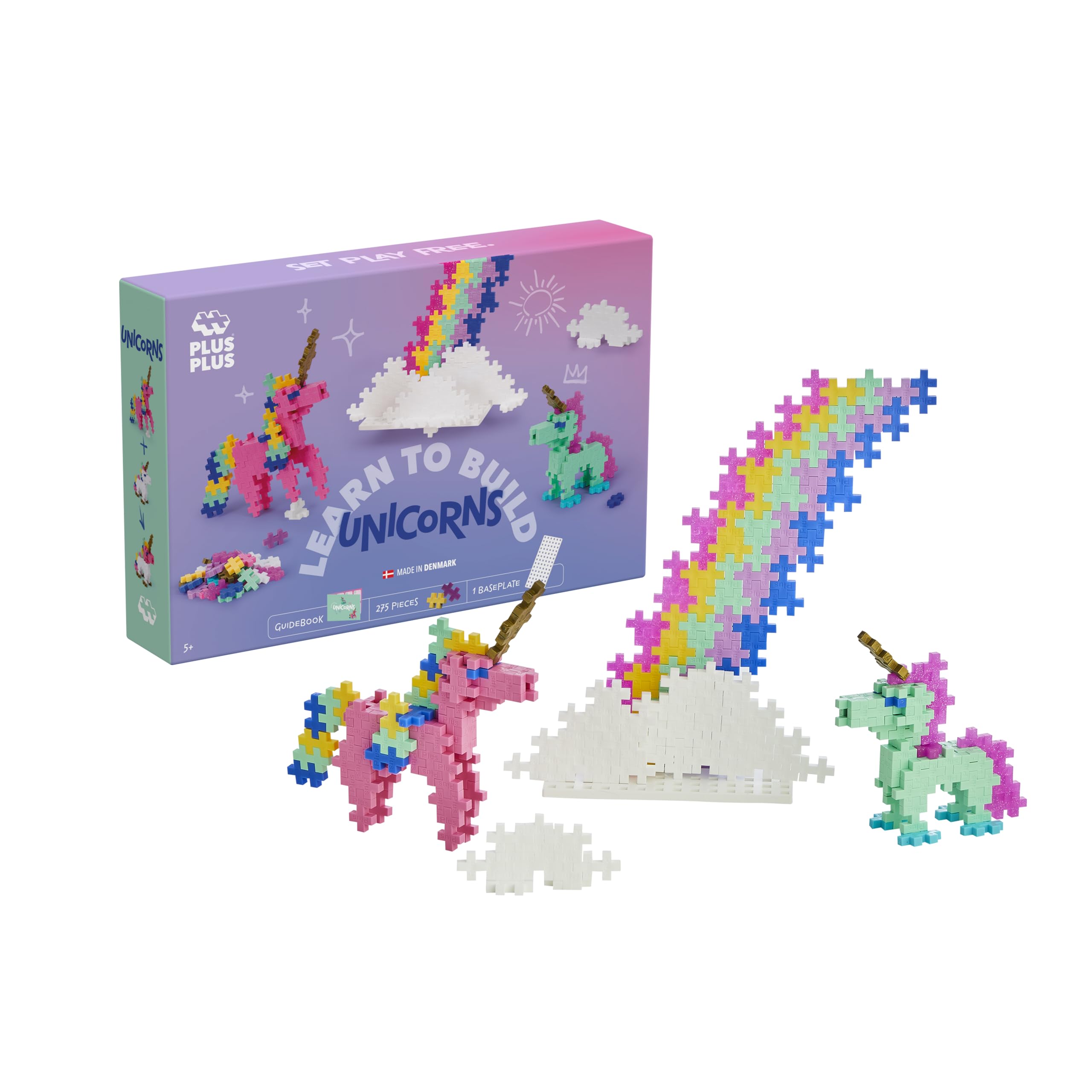 Plus-Plus 3908 Ingenious Construction Toy, Learn to Build, Unicorns, Creative Building Blocks, 275 Pieces 1