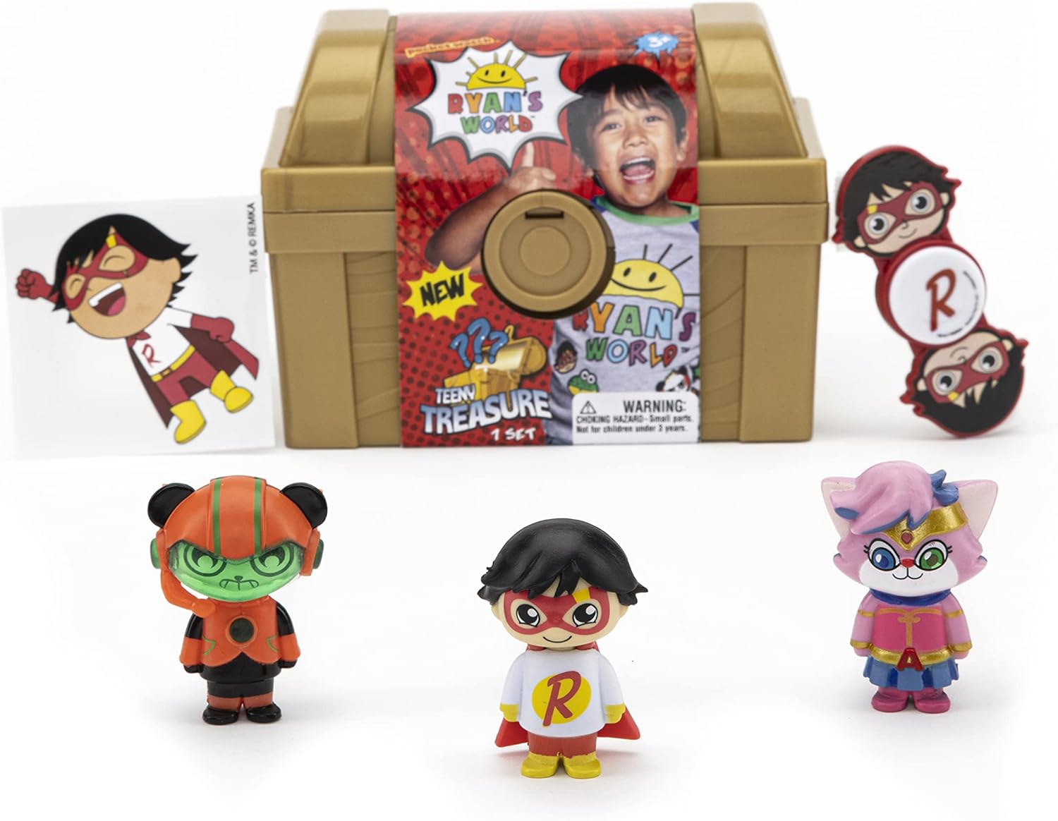 Ryan's World Teeny Treasure Chest - Mystery Micro Figures Playset for Kids 4