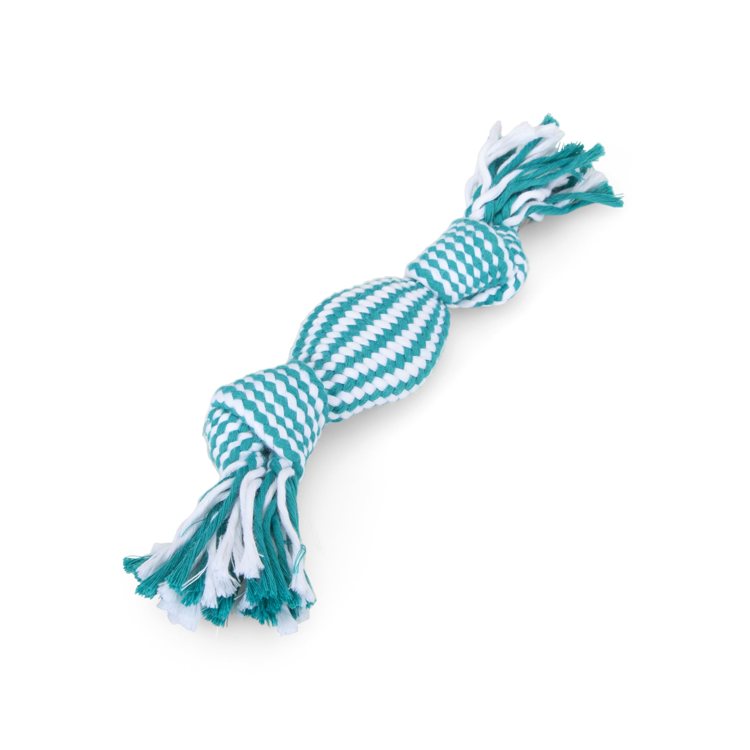 Petface Squeaky Rope Cracker Dog Toy with Built-In Squeaker for Puppies & Small Dogs | Polyester | Turquoise/White