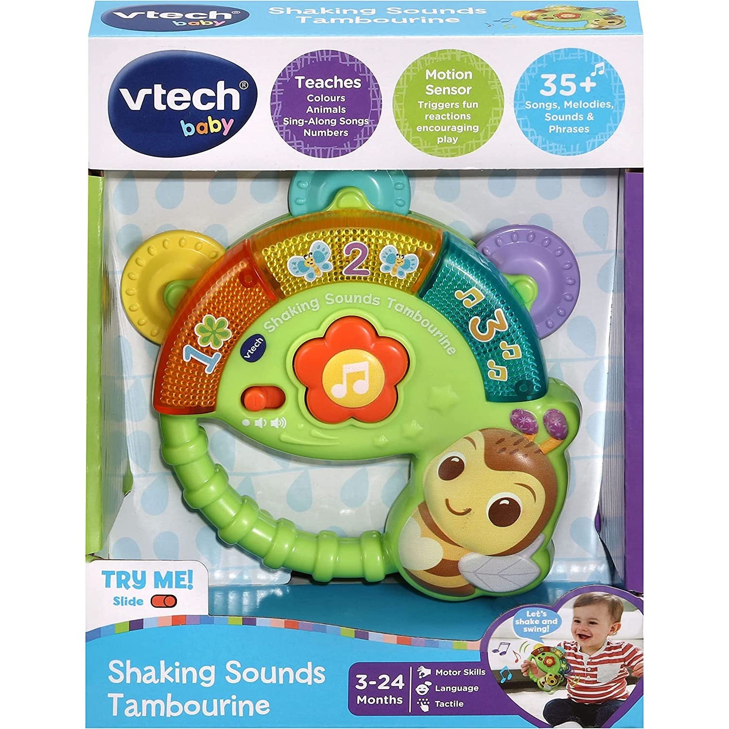 VTech Baby Shaking Sounds Tambourine - Musical Sensory Toy with Lights & Songs for 3-24 Months 3