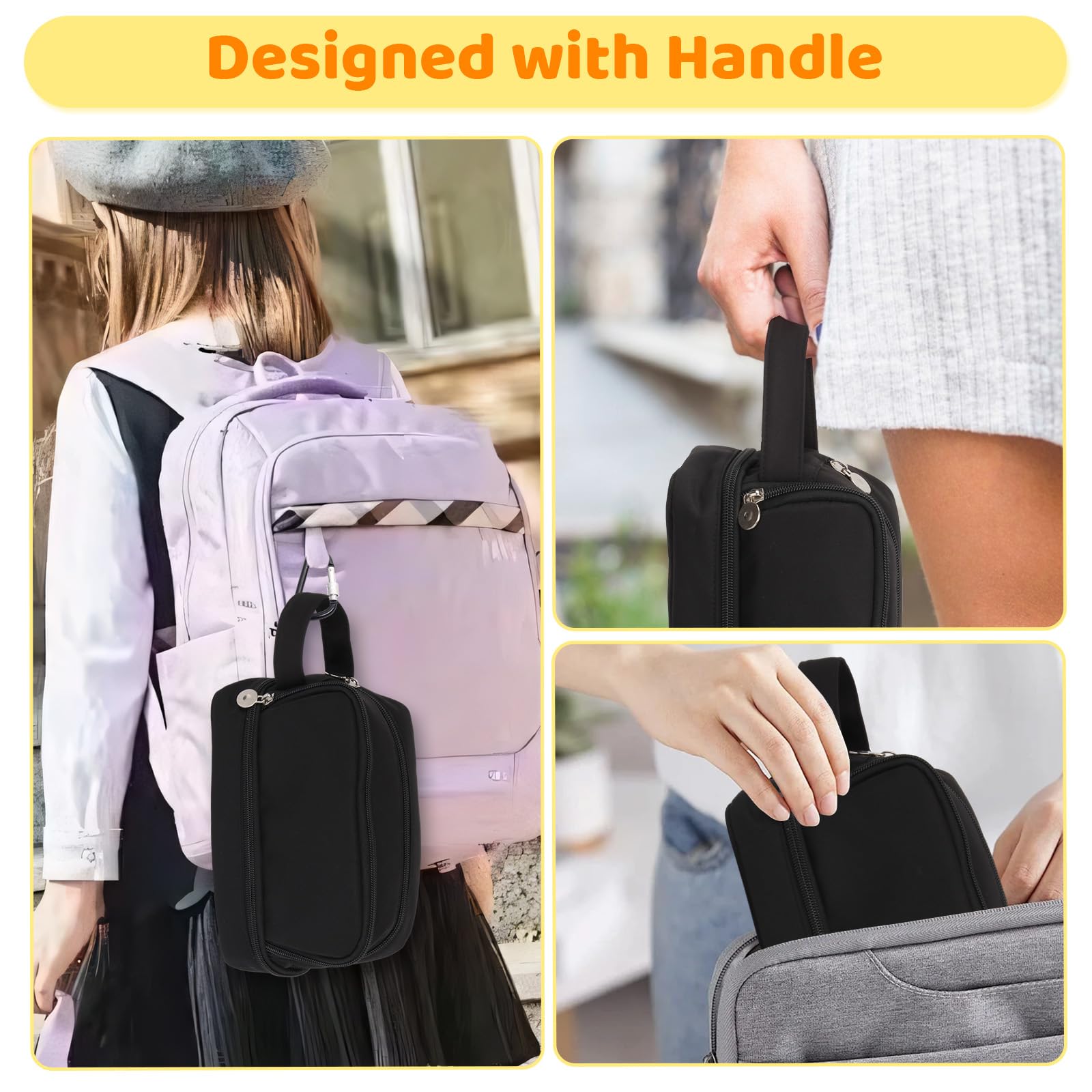 Alyvisun Large Pencil Case - Durable Canvas, 3 Compartments | Updated Black 5