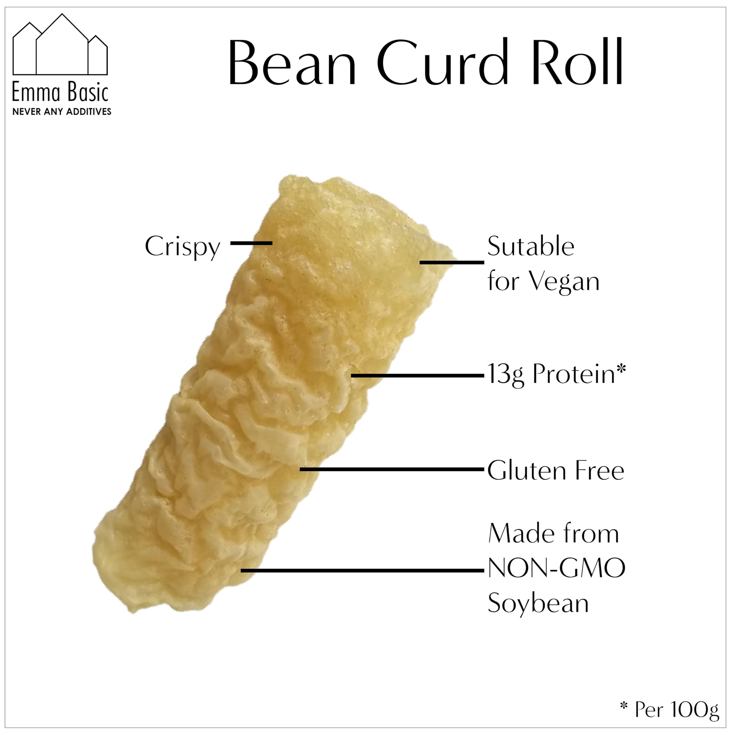 Emma Basic Crispy Bean Curd Roll - Soy Beancurd Snack, Gluten-Free, Vegan, Non-GMO, Ideal for Hot Pot & Soups 3