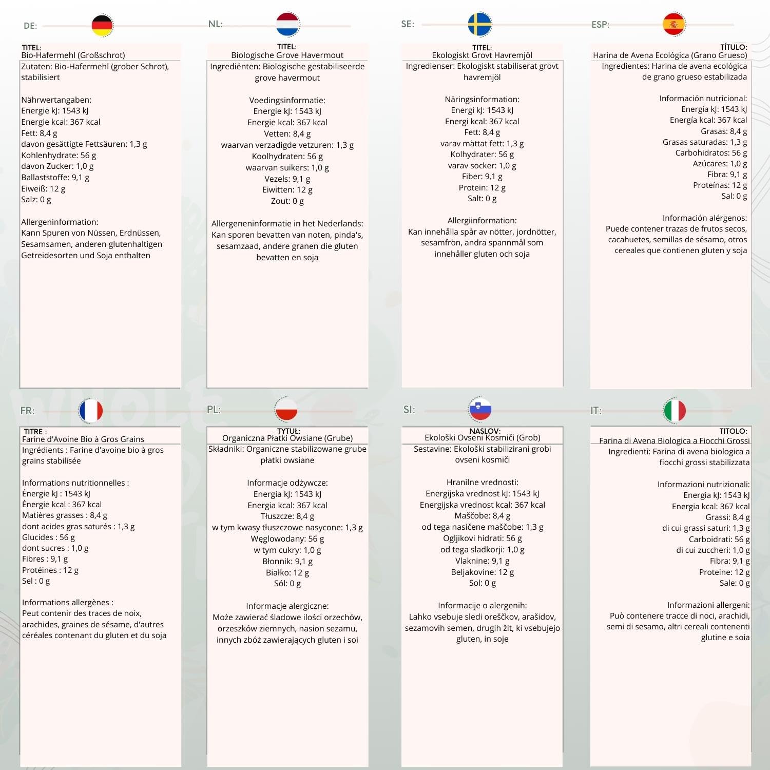 Wholefood Earth Organic Coarse Oatmeal (Pinhead Oats), 1 kg