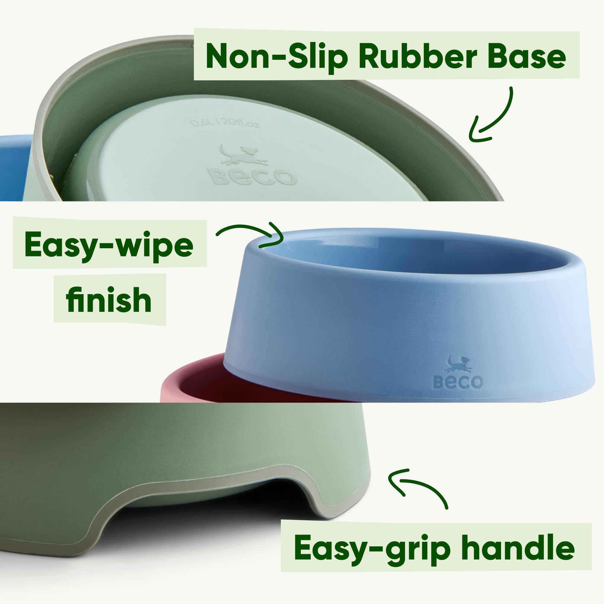 Beco Steady Dog Bowl - Non-Slip, Recycled Plastic, Large Size | Dishwasher Safe 3
