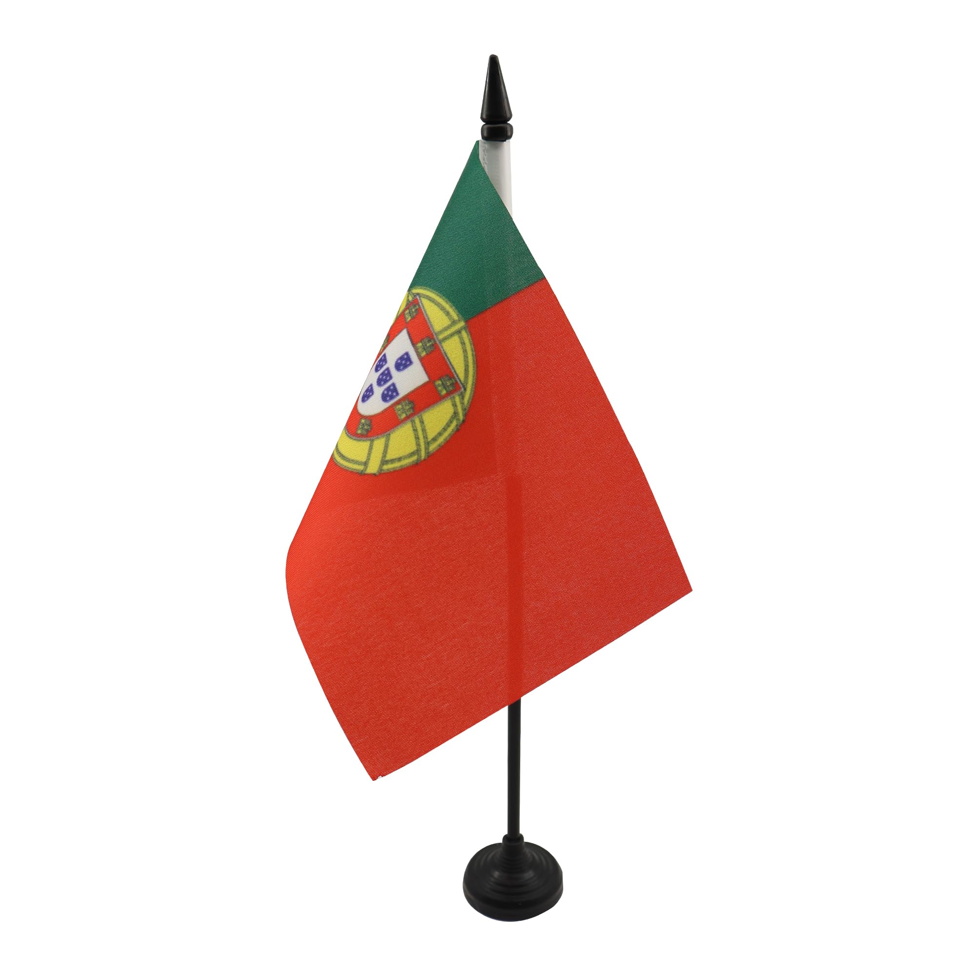 AZ FLAG Portugal Table Flag 4'' x 6'' with Black Plastic Base and 10'' Pole | 100% Polyester