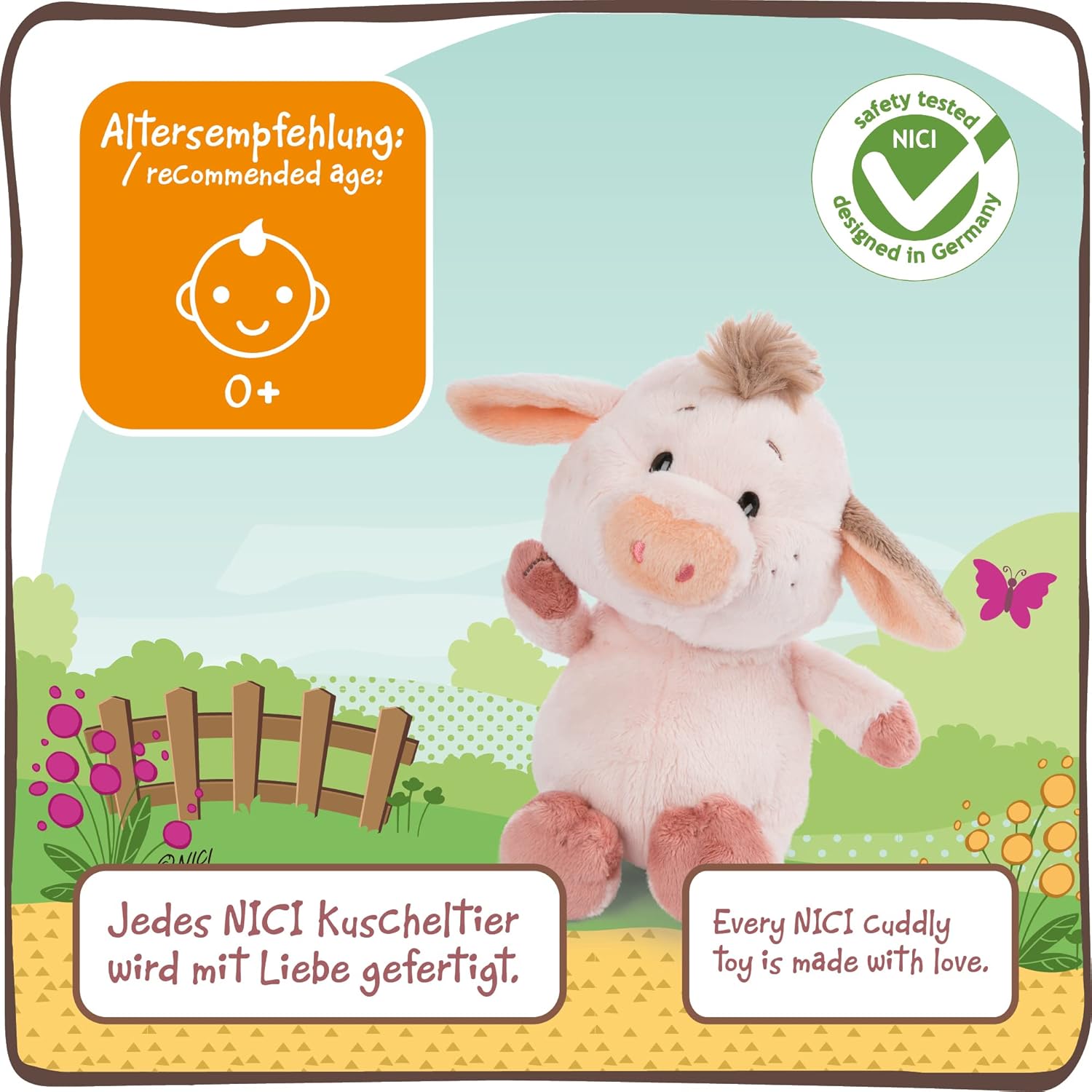 NICI Pigwick Soft Toy - 22 cm Pink Plush Pig from Farm Friends Collection 3