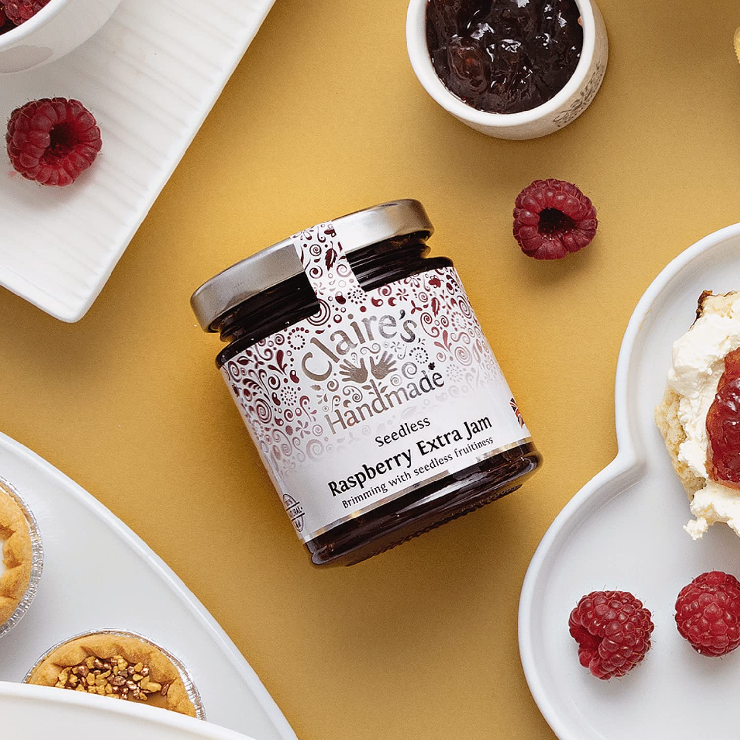 Claire's Handmade Seedless Raspberry Extra Jam - 227g Jar | Gluten Free | Vegan Friendly
