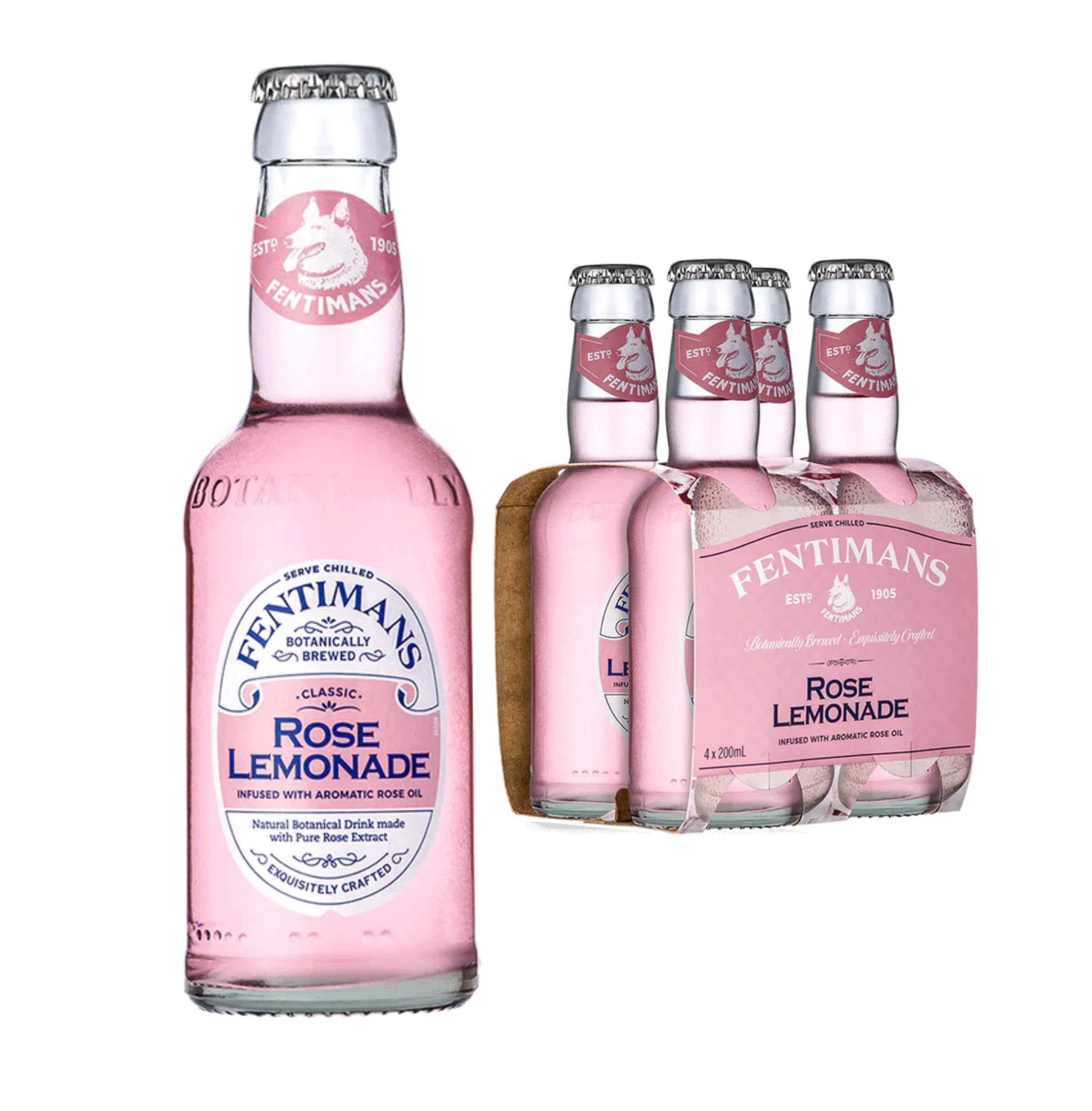 Fentimans Rose Lemonade - Botanically Brewed Sparkling Lemonade with Bulgarian Rose Oil & Lemon Juice (4 x 200ml Glass Bottles) 7
