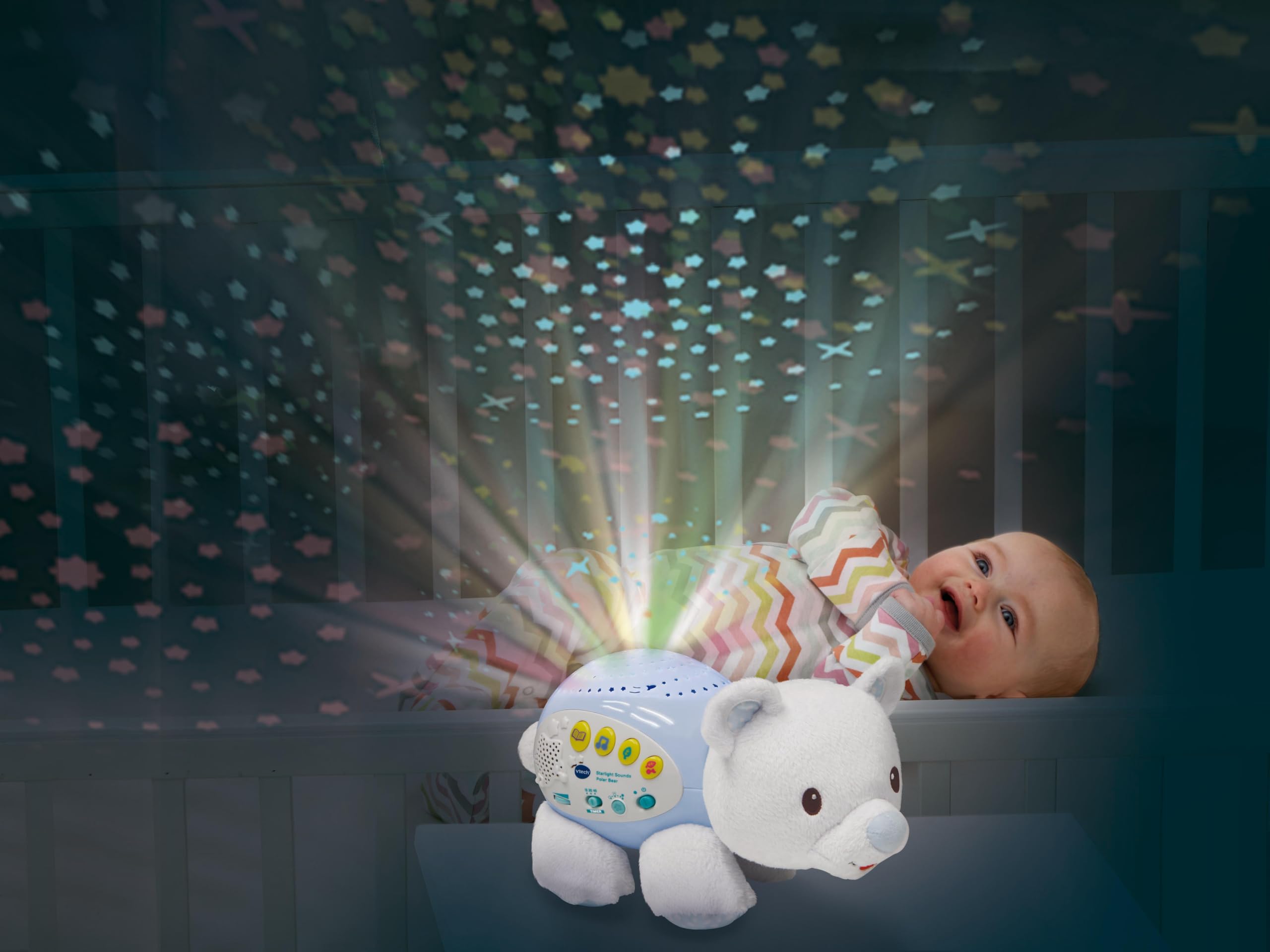 VTech Little Friendlies Starlight Sounds Bear - Soothing Musical Baby Toy with Light Projection, 1 Month to 4 Years 7