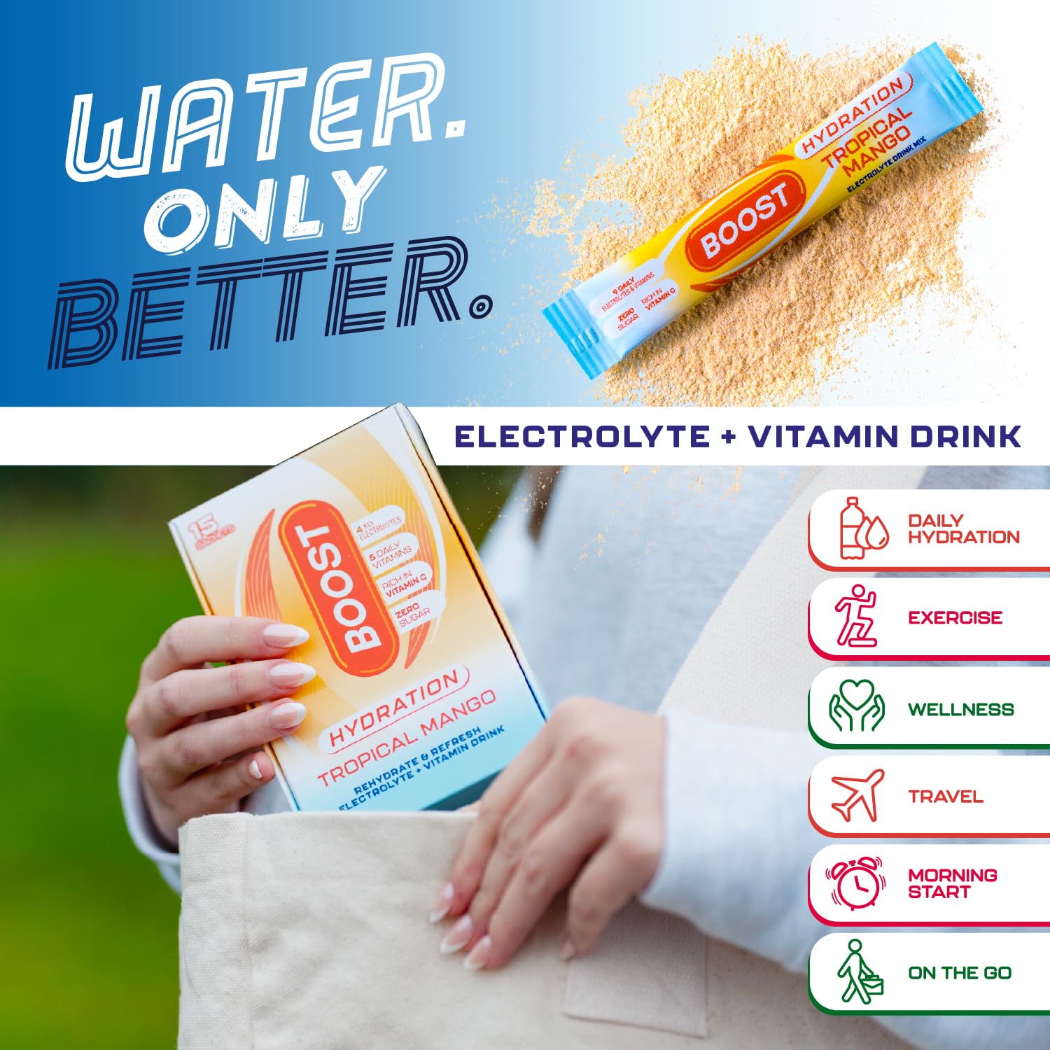 Boost Hydration Electrolytes Powder - Tropical Mango Flavour | 15x Single Serve Sachets 5