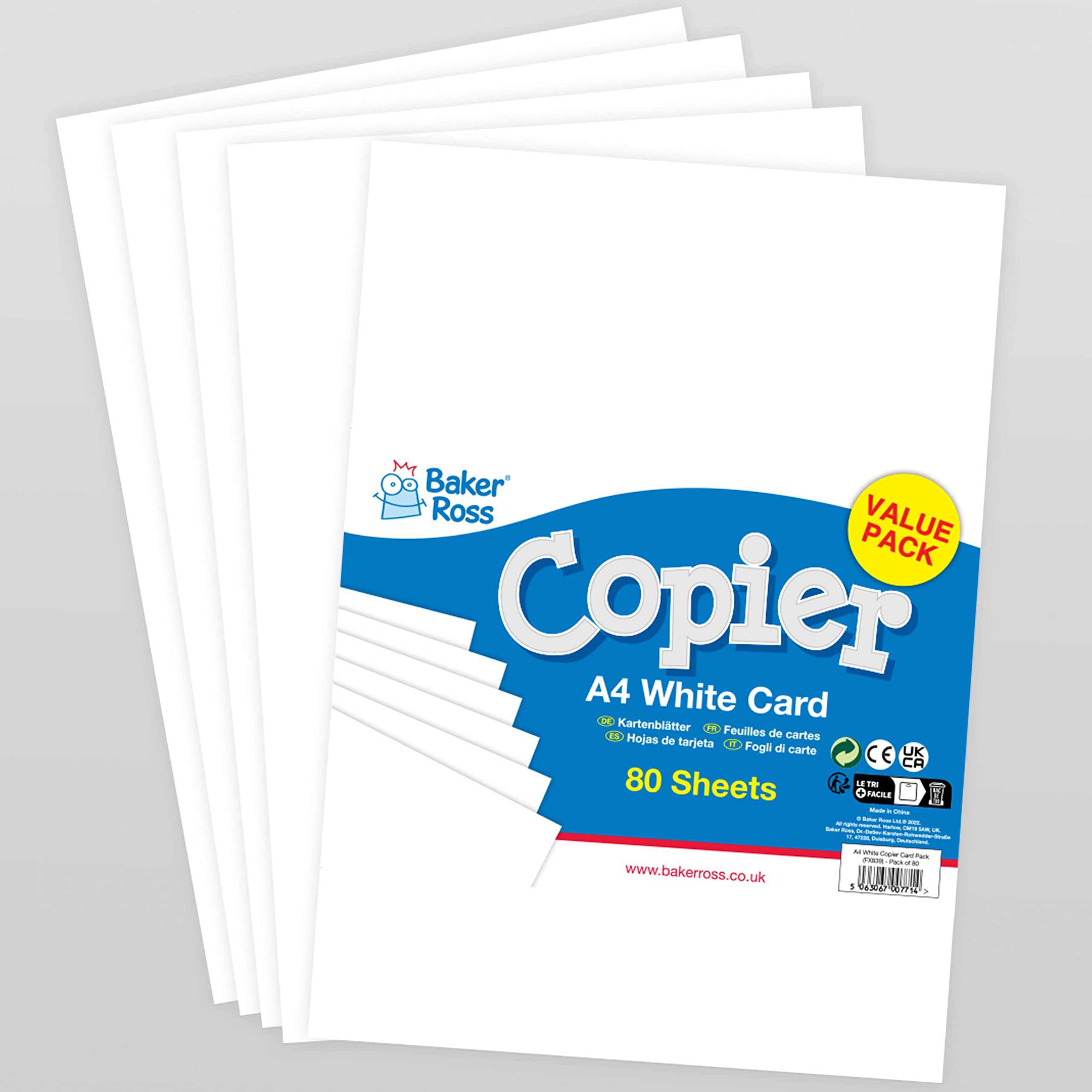 Baker Ross FX839 A4 White Copier Card Pack - 80 Sheets, 160gsm Craft Cardstock for School & Home Projects 3