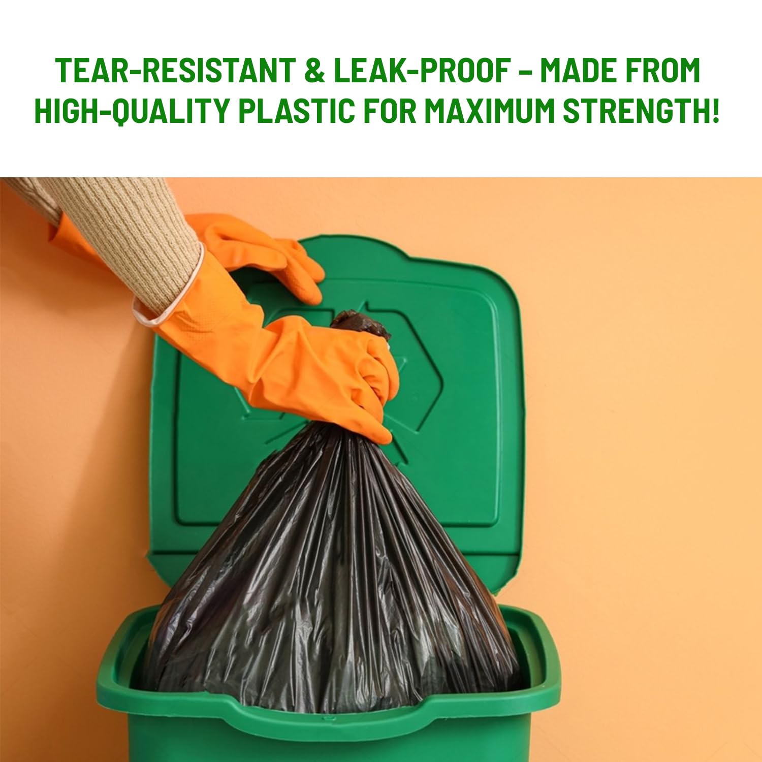 Delka Heavy Duty Black Bin Bags – 25 Micron Extra Strong Leak-Proof Garbage Liners – 25 Pack 7