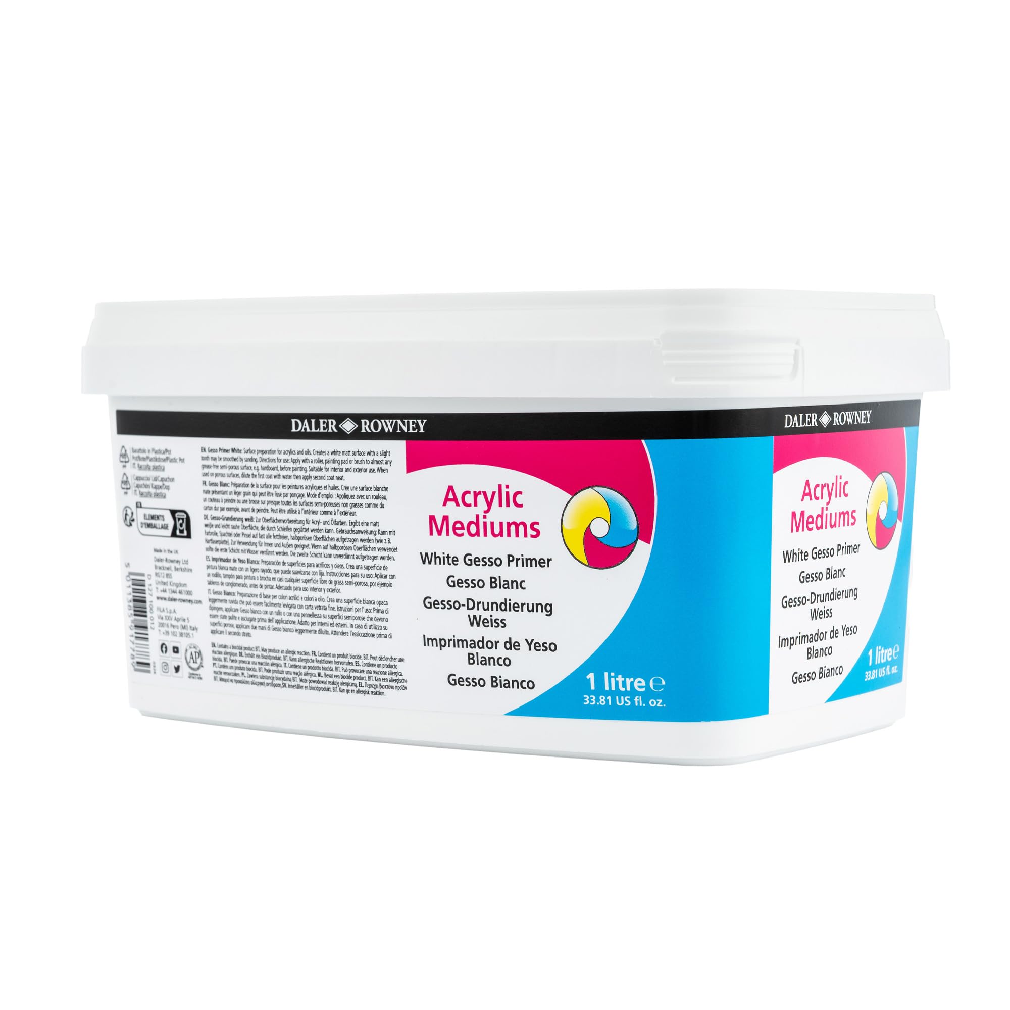 Daler-Rowney System3 1L Gesso Primer for Acrylic, Ideal for Professional Ar