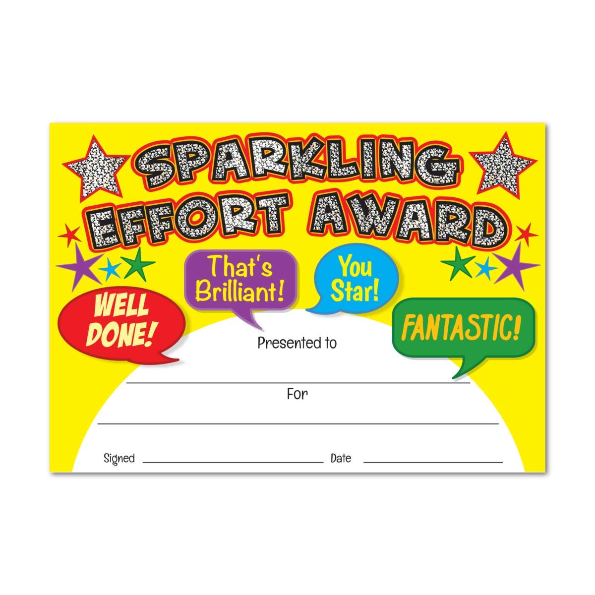 SuperStickers Sparkling Effort Award Certificates - Pack of 20 | A5 Size | Mixed Color 1
