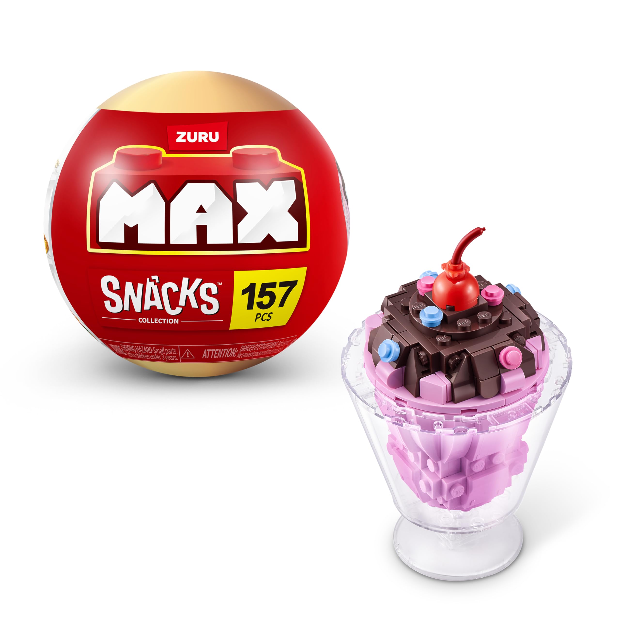 MAX Premium Snacks Building Bricks - Ice Cream Sundae Collectible Set for Ages 3+