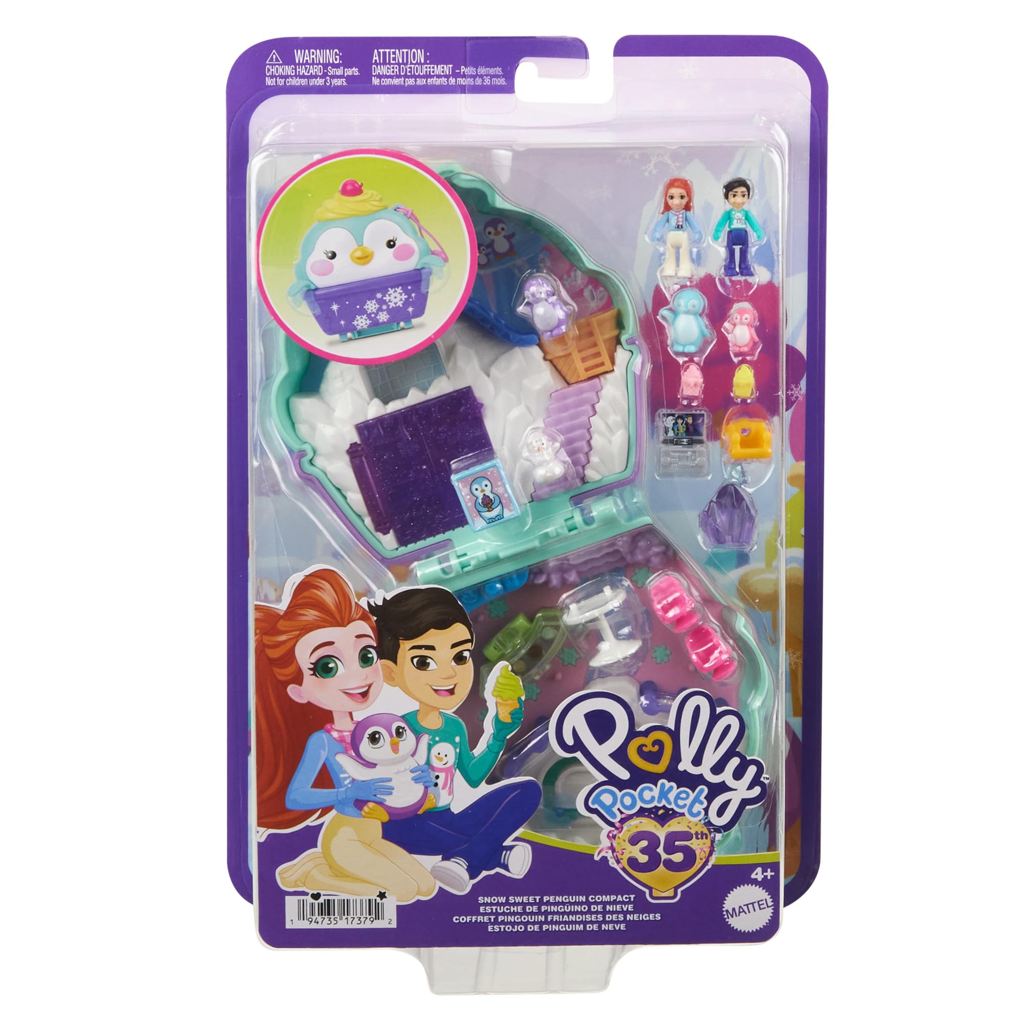 Polly Pocket Snow Sweet Penguin Compact Playset - 13 Accessories & 6 Storytelling Features, Ages 4+ 5
