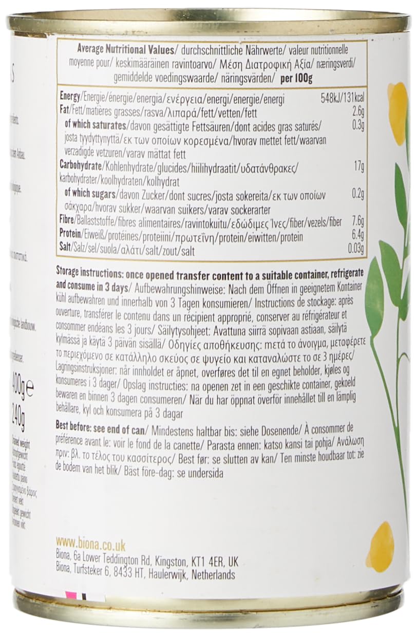 Biona Organic Chick Peas 4 x 400g - Vegan, No Added Salt, Source of Fibre & Protein 3
