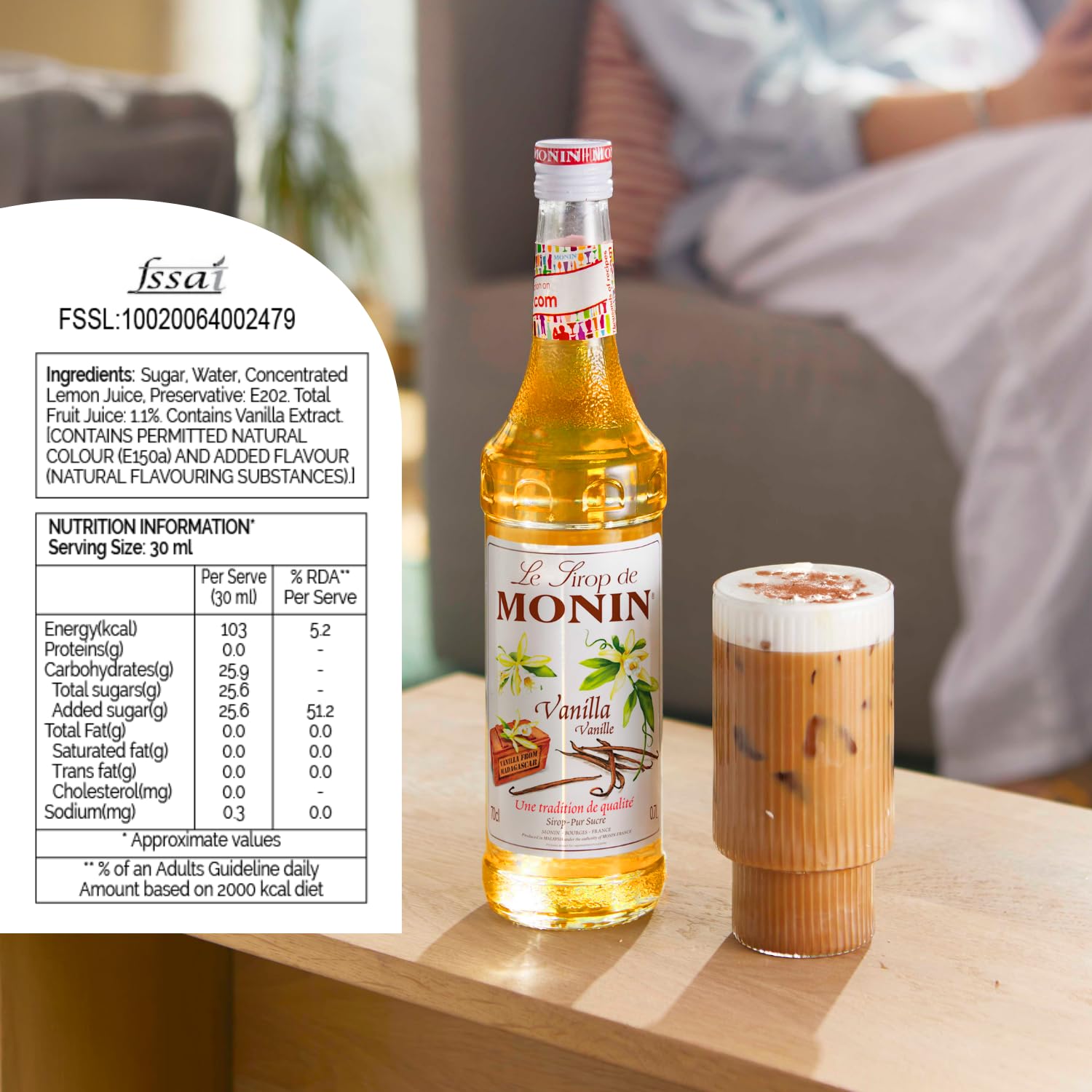 Monin Premium Vanilla Syrup - 700ml Bottle | Vegan & Allergen-Free | Natural Flavourings 7