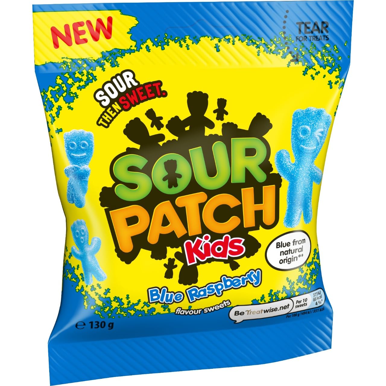 Sour Patch Kids Blue Raspberry, Soft & Chewy Sour Then Sweet Candies, 130 g