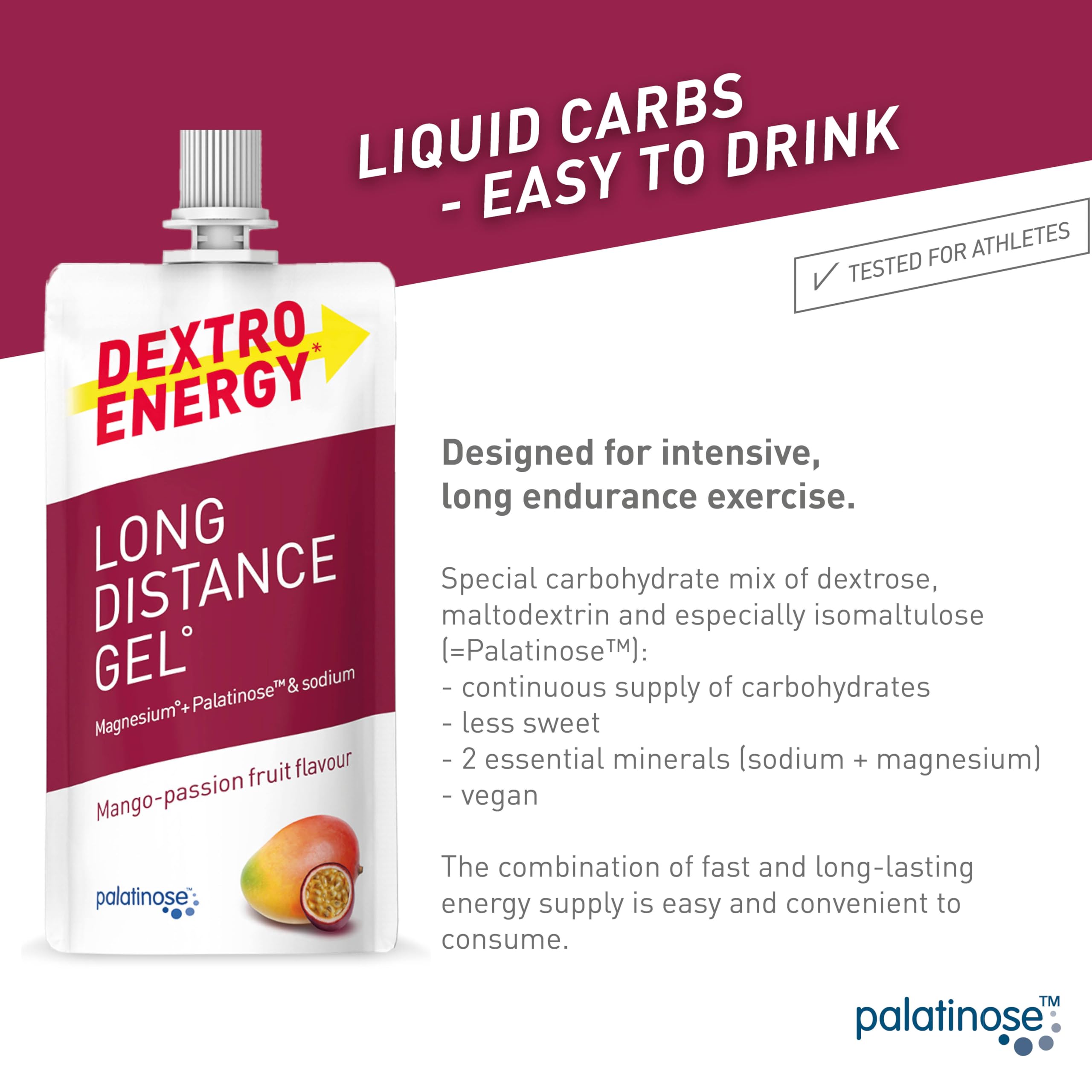 Dextro Energy Long Distance Gel Mango & Passion Fruit - Fast and Long-Lasting Energy for Endurance Sports 3