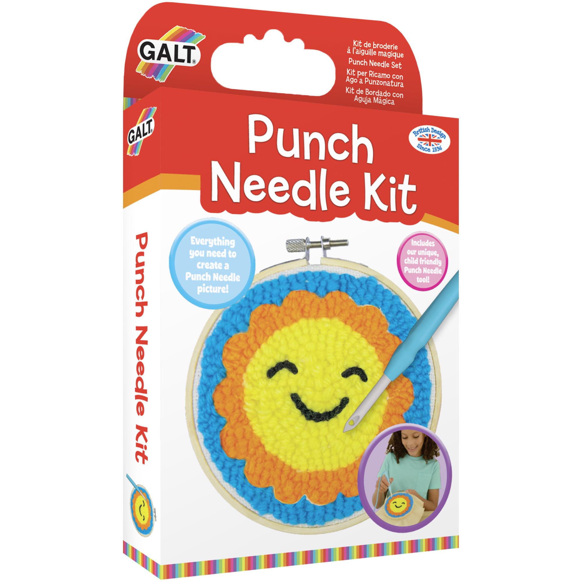 Galt Punch Needle Kit - Kids Craft Kit for Beginners | Ages 8+ | Includes 4 Wool Colors