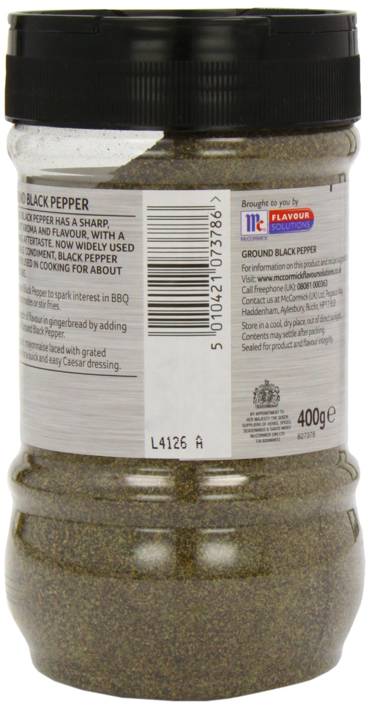 Schwartz Ground Black Pepper - Catering Size | 400g Tub | Heat Treated for Safety