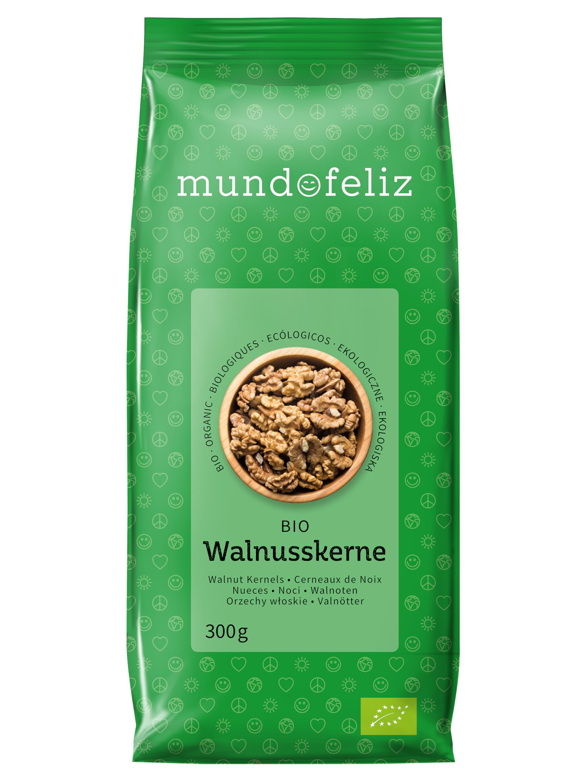 Mundo Feliz Organic Walnut Halves - Raw, Unsalted | 3 x 300 g Pack