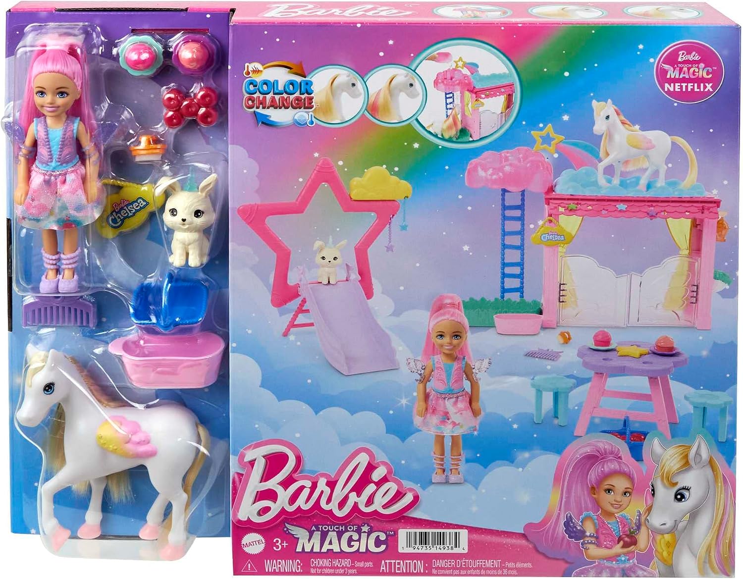 Barbie Chelsea Barbie Doll and Pegasus Playset, Horse Toys, Barbie A Touch of Ma 2