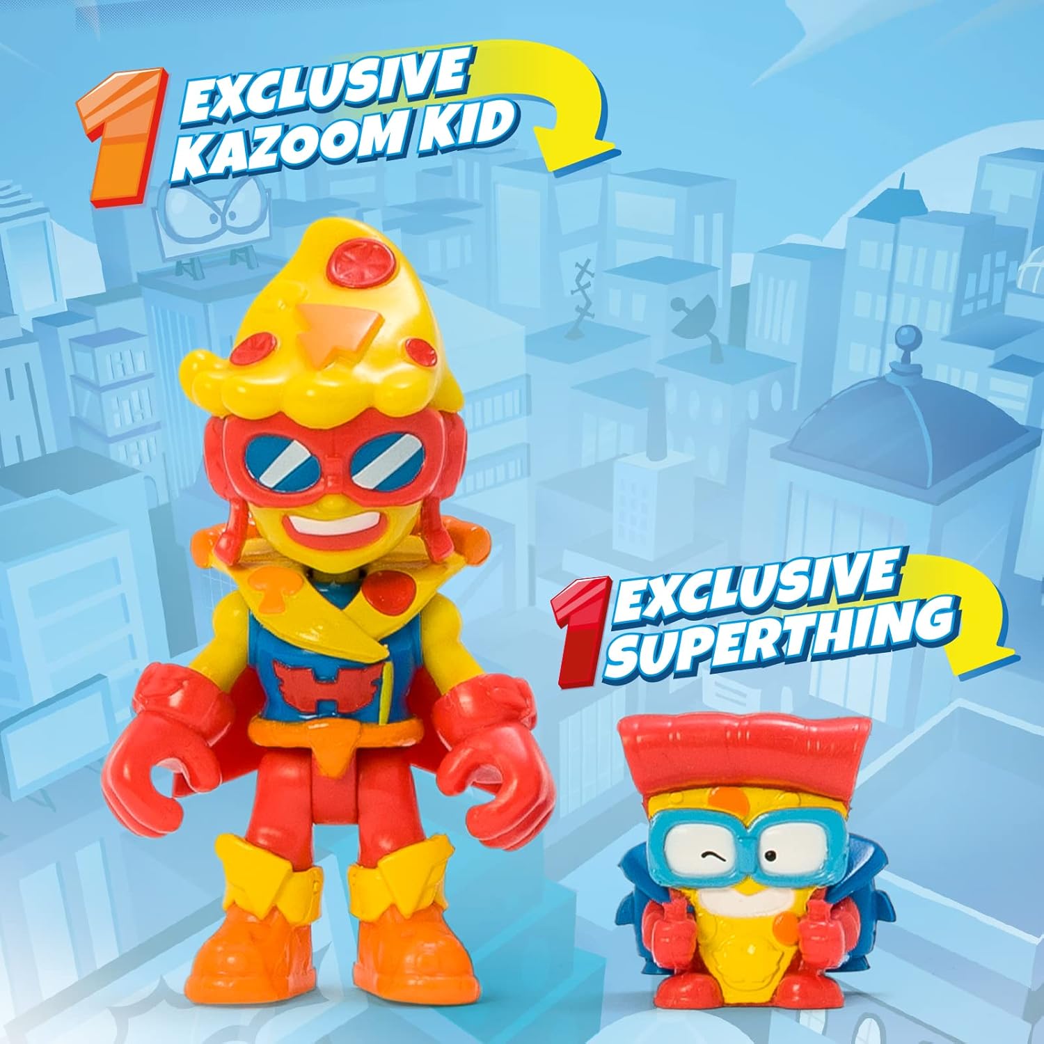 SUPERTHINGS - Pizzacopter Helicopter with Pizza Disc Launcher & Exclusive Figures