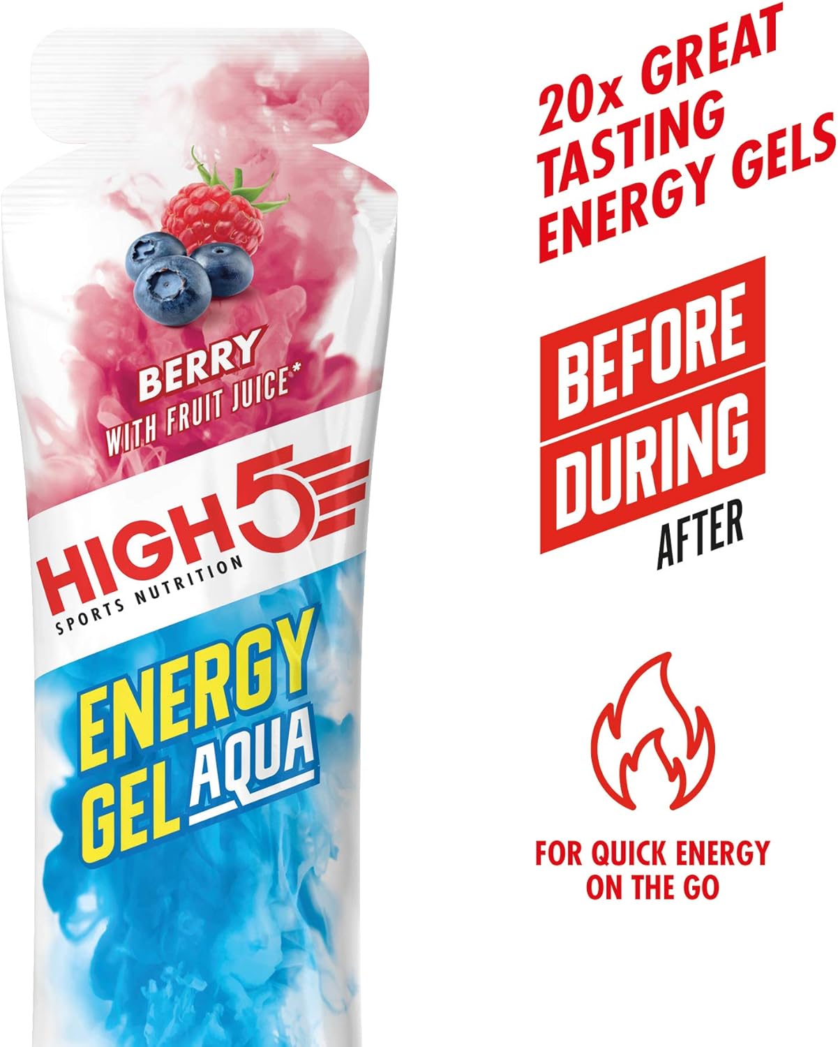 HIGH5 – Energy Gel Aqua, schnell freisetzendes Energiegel mit natürlichem Fruchtsaft (20 Beutel à 66 g, Beerengeschmack) 11