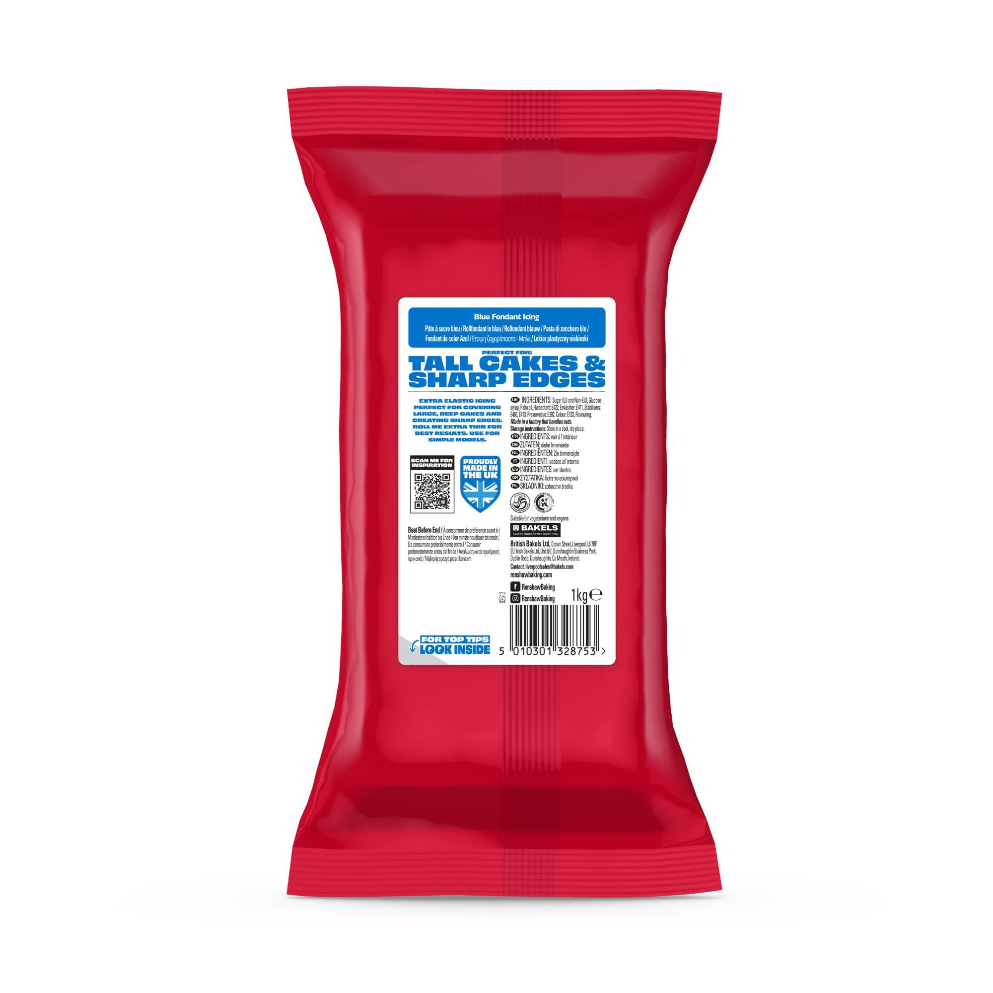 Renshaw - Blue Extra Stretch Smooth & Thin Ready to Roll Fondant Icing, 1 kg 4