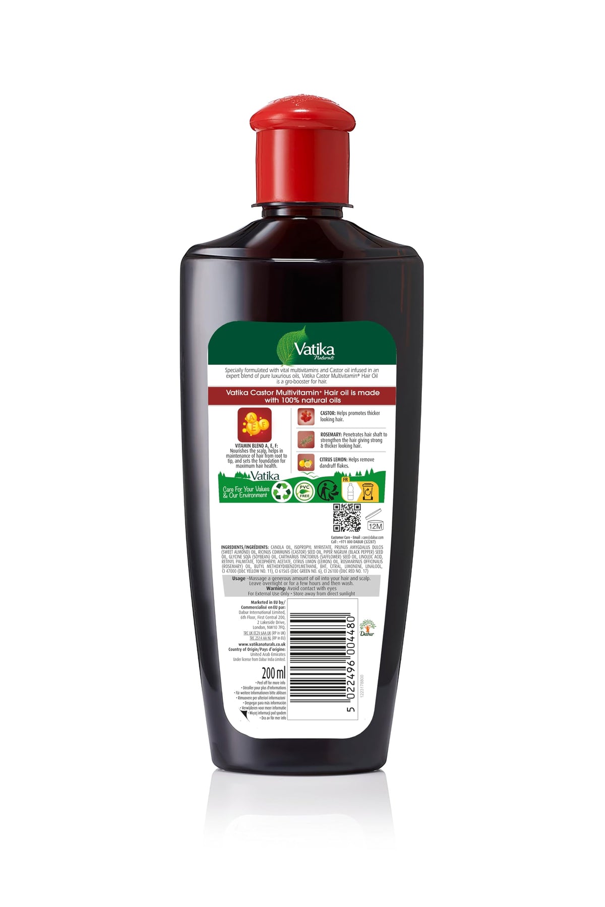 Vatika Naturals Castor Hair Oil - 200 ml, Promotes Thicker Hair, Hydration