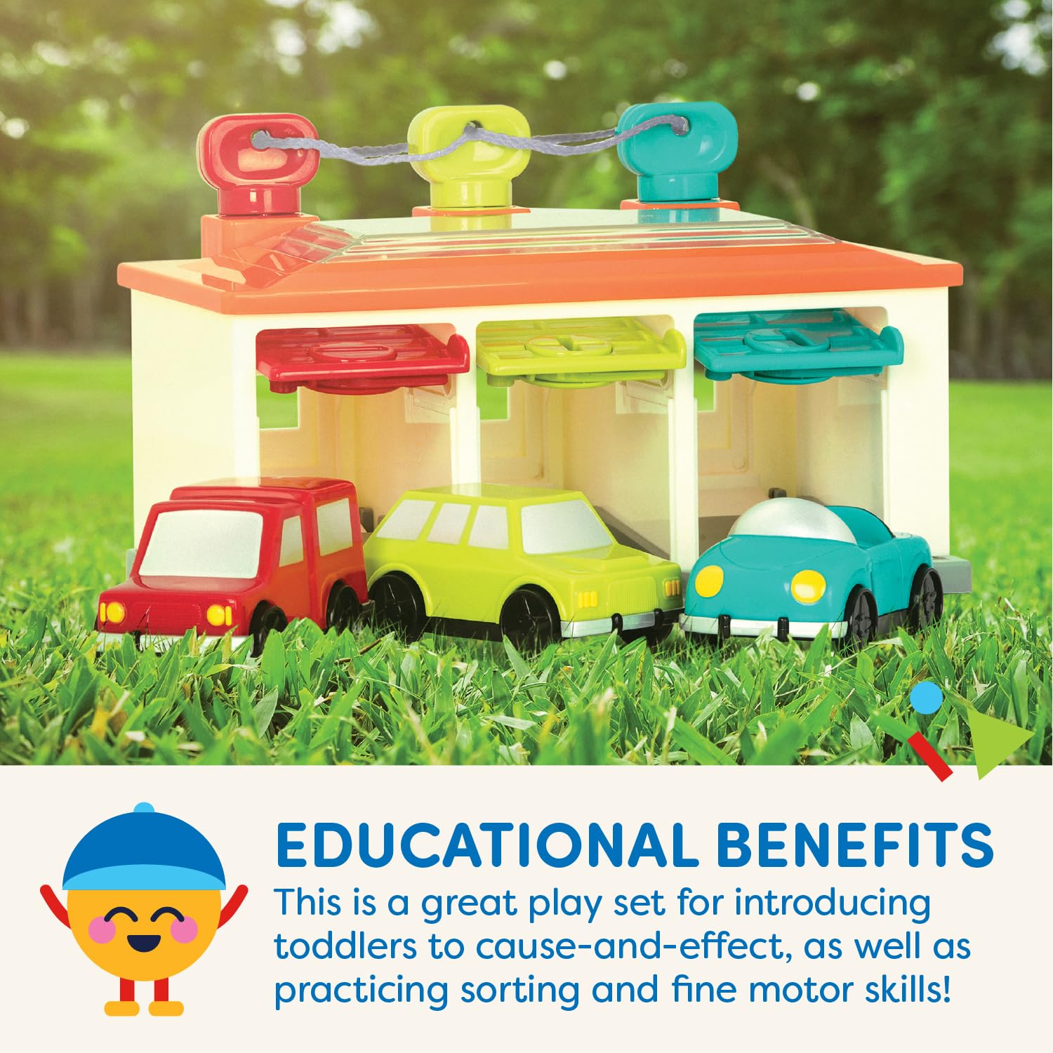 Battat 3 Car Garage Shape Sorter Toy - Educational Playset for Toddlers 12 Months & Up 10