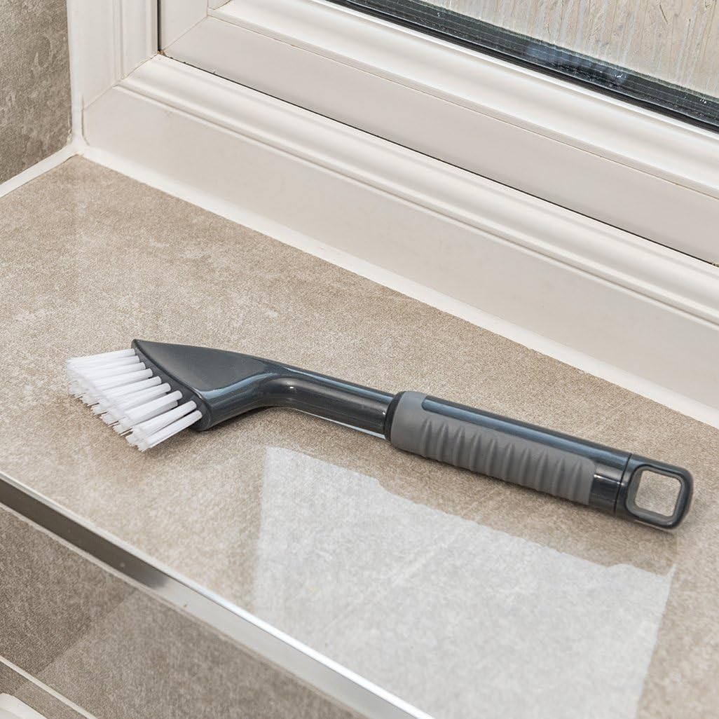 Addis ComfiGrip Tile Grout Stiff Cleaning Brush, Metallic Graphite, 2.5 x 8 x 27 cm