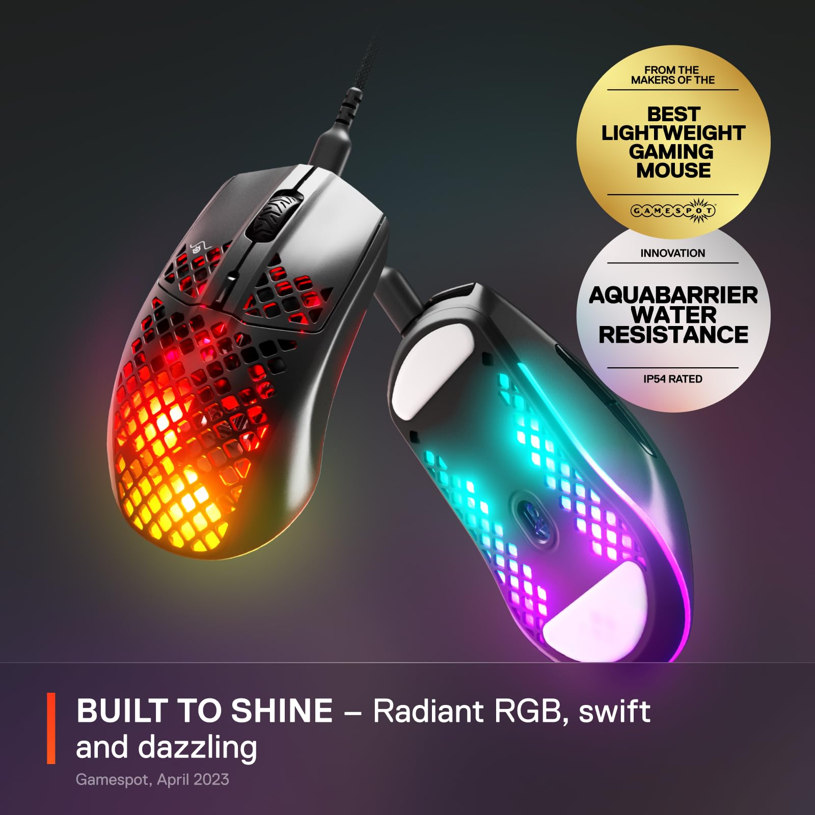 SteelSeries Aerox 3 Gaming Mouse - Ultra-lightweight 59g | Optical Sensor | 6 Buttons | Black