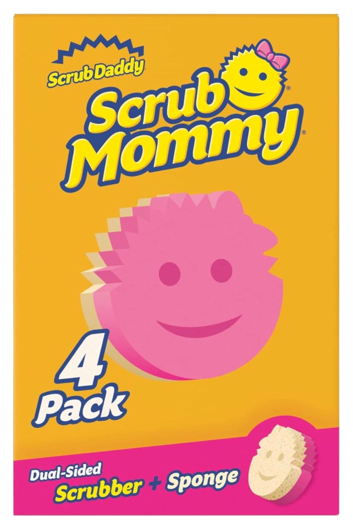 Scrub Daddy Scrub Mommy Washing Up Sponge - 4 Count, Dual-Sided Non-Scratch