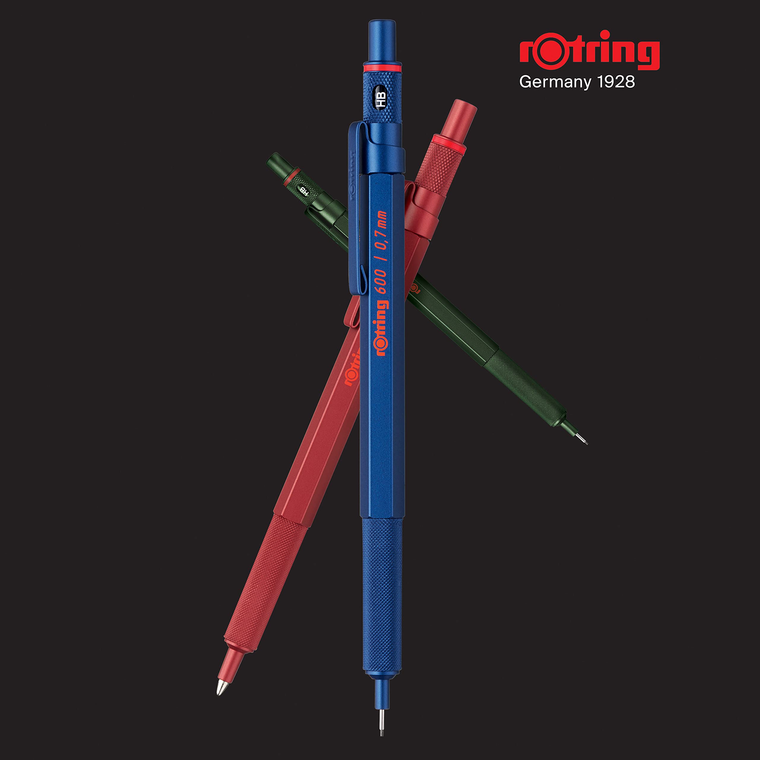 rOtring 600 Mechanical Pencil - HB 0.5mm | Green All-Metal Body | Hexagonal Barrel 2