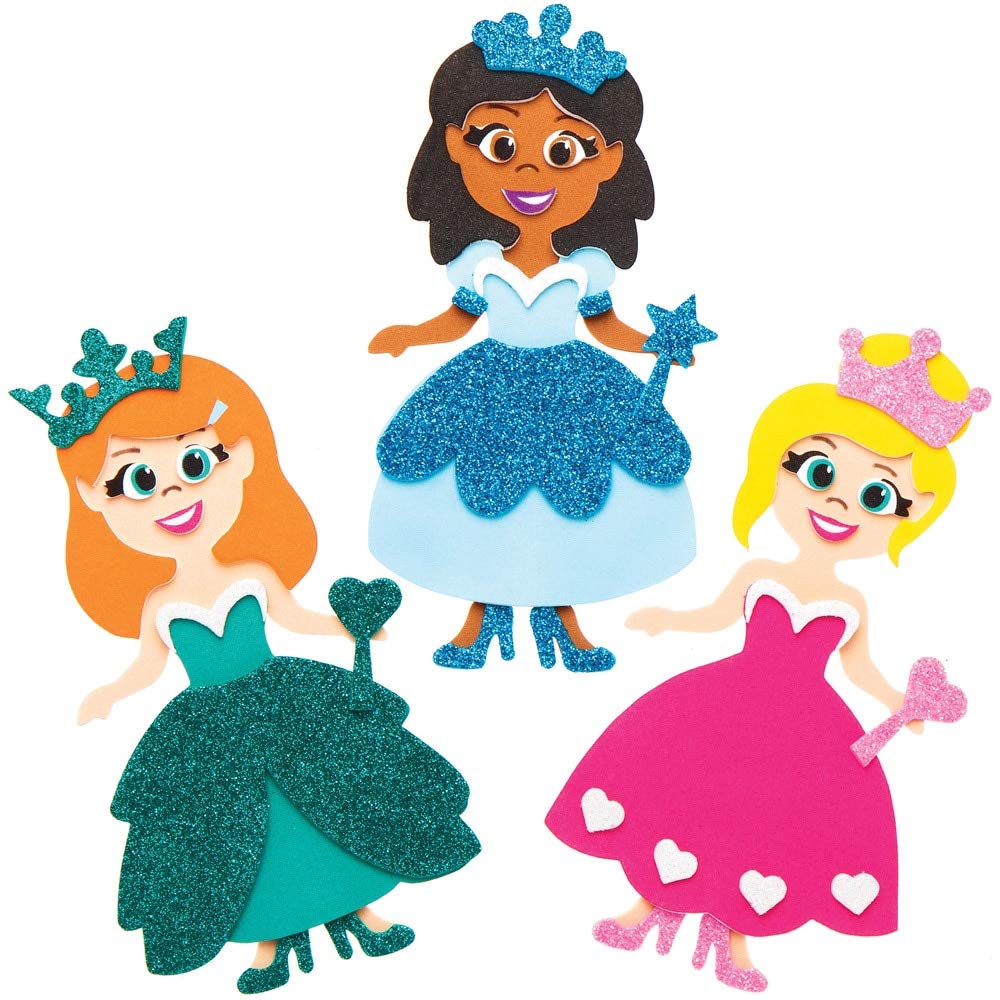 Baker Ross Princess Mix & Match Magnet Kits - 8 Pack Foam Craft Activity for Kids 3