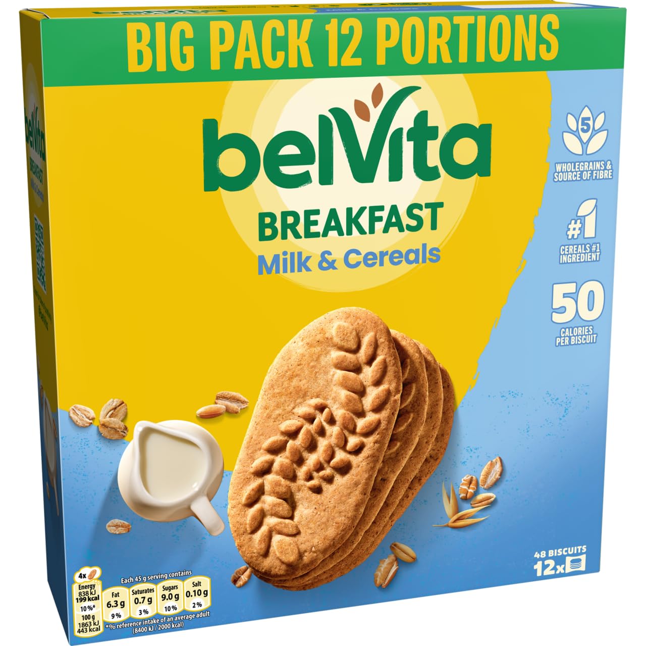 Belvita Breakfast Biscuits Milk & Cereals, a Source of Fibre, 12 x 45 g Bis