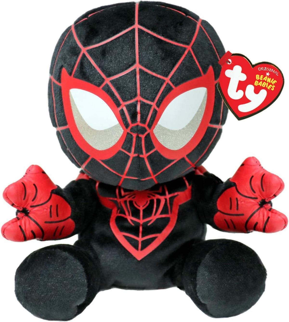 TY Miles Morales Beanie Baby Stuffed Animal - 6 Inch, Red, Marvel Series