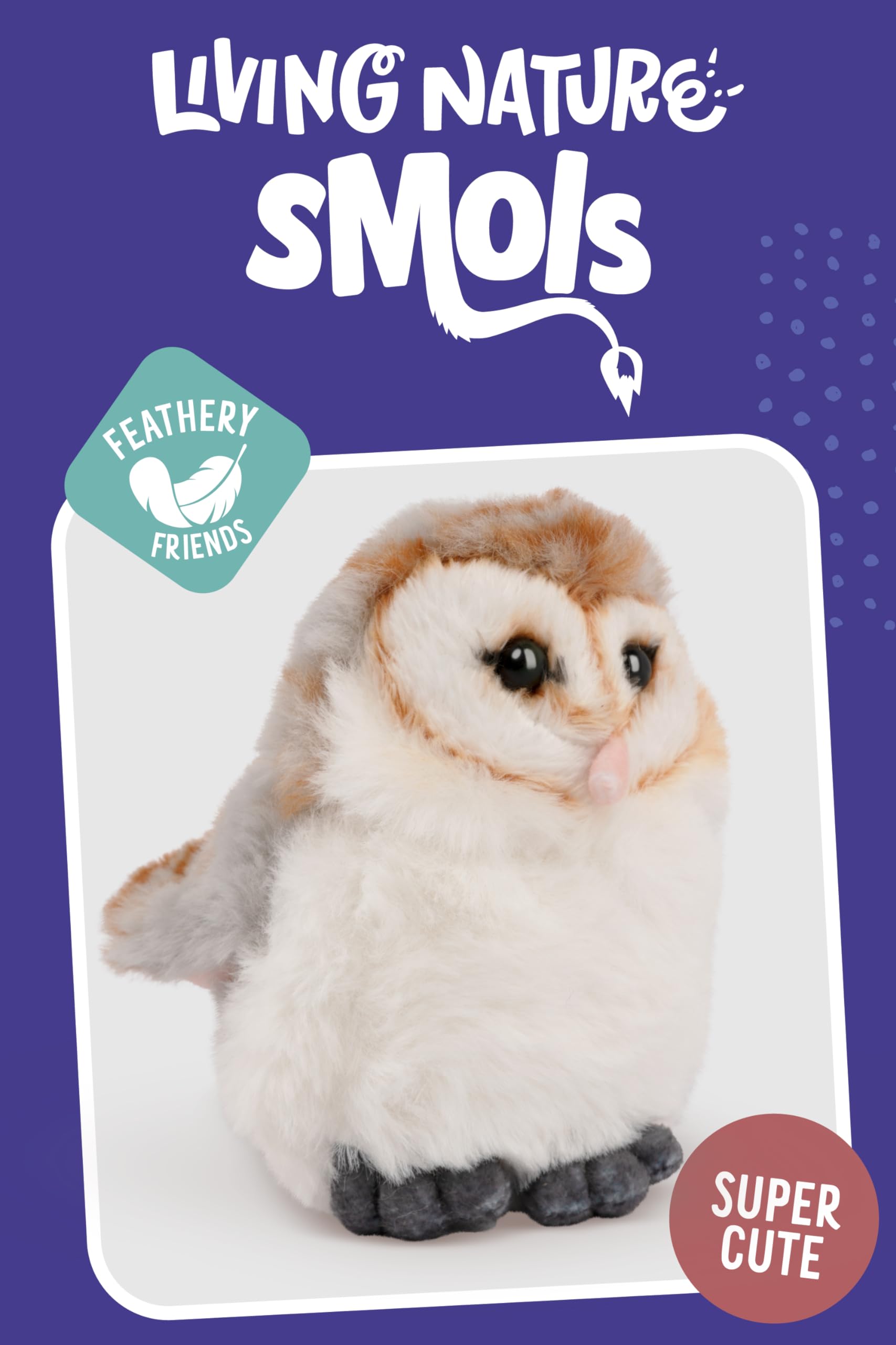 Living Nature SMOLS Barn Owl Plush Toy - Realistic & Eco-Friendly Cuddly Owl for All Ages 3