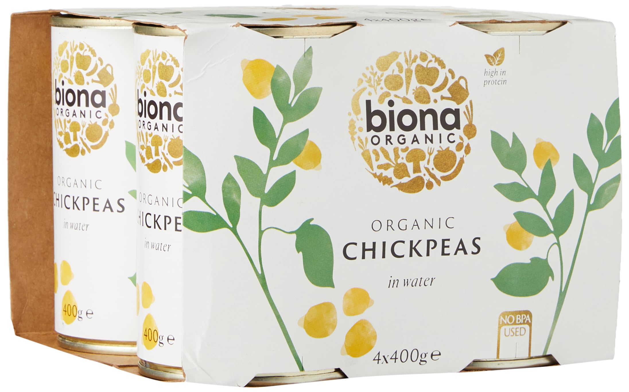 Biona Organic Chick Peas 4 x 400g - Vegan, No Added Salt, Source of Fibre & Protein