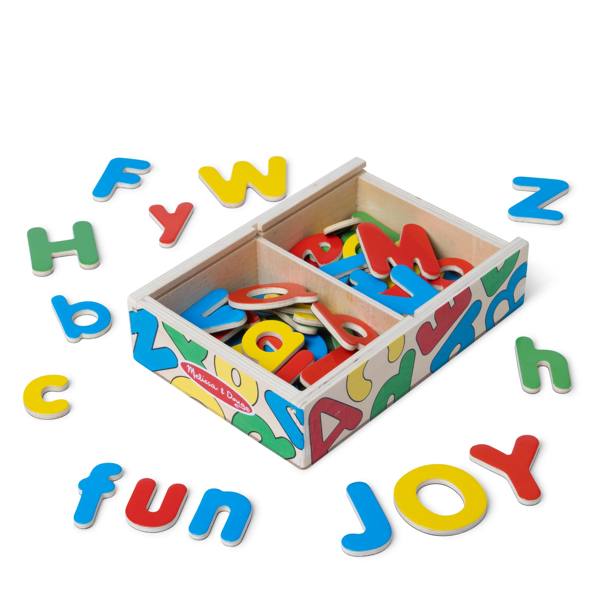 Melissa & Doug Magnetic Wooden Letters Set - 52 Pieces | Ages 3+ | English & Spanish Learning 1