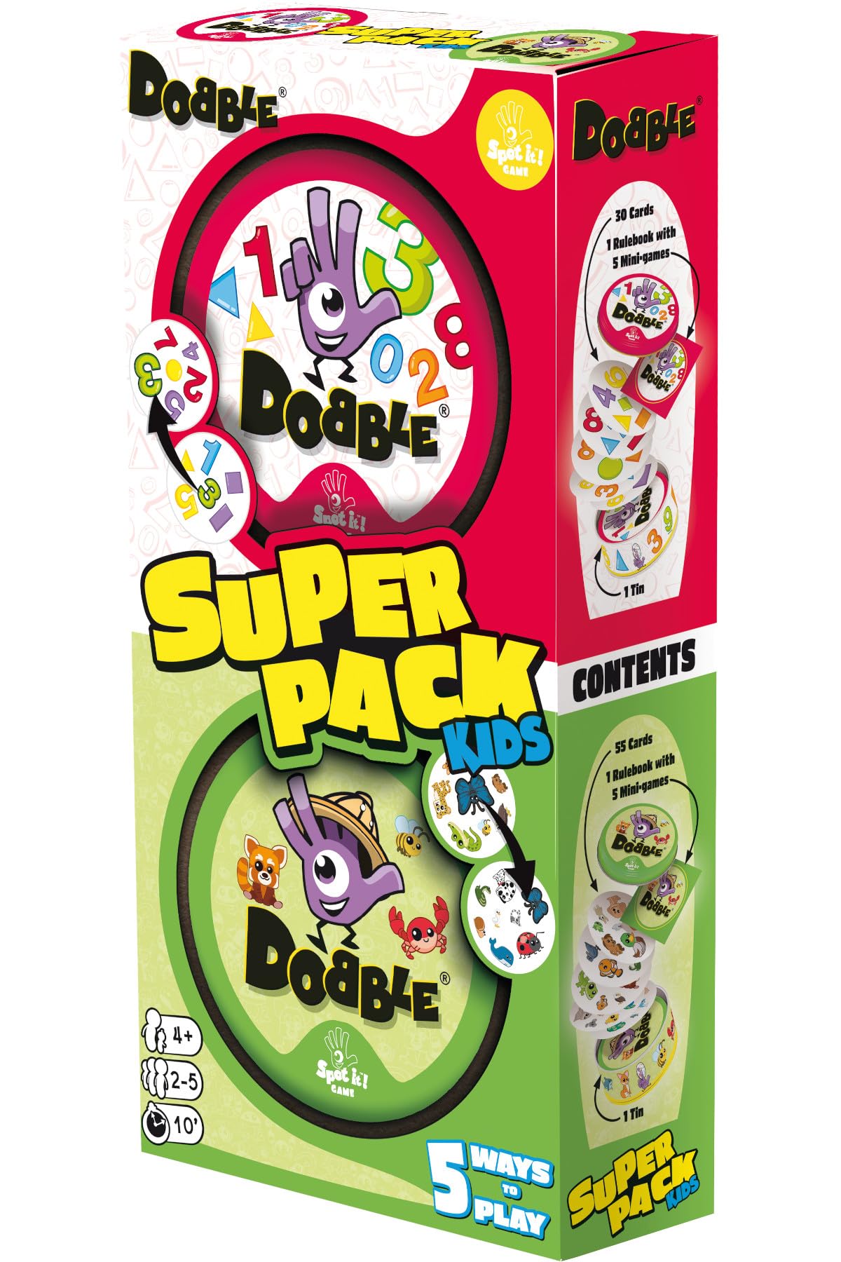 Asmodee Dobble Super Pack Kids 123 + Animals Family Card Game