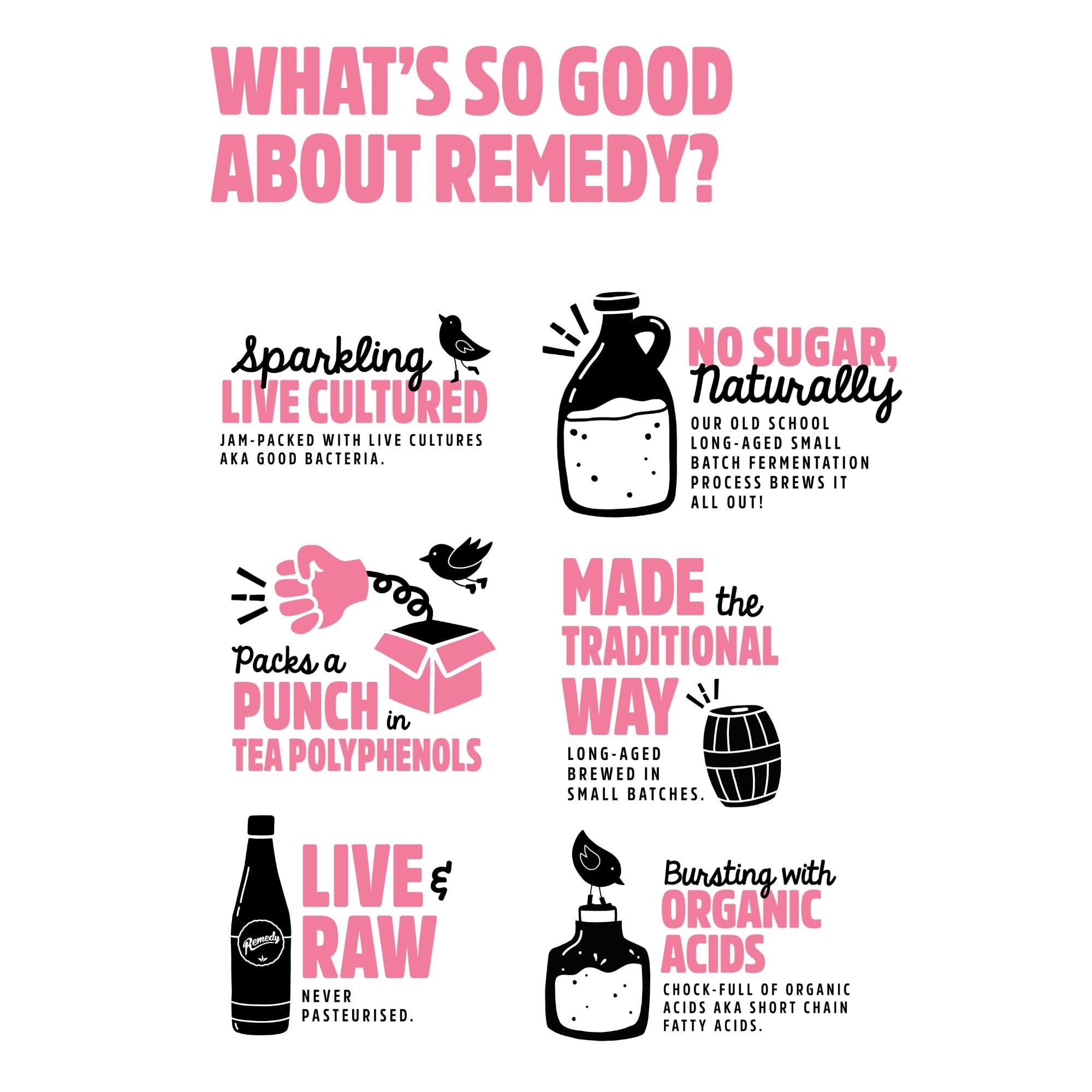 Remedy Kombucha Tea - Raspberry Lemonade - Sparkling Live Cultured, Natural