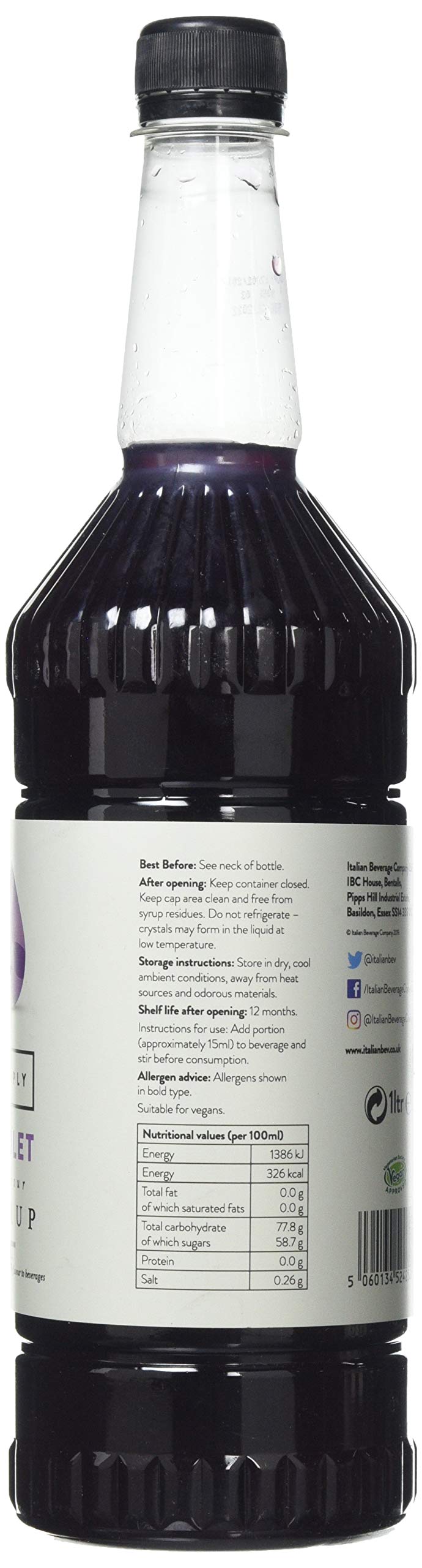 Simply Violet Syrup - 1 L Bottle | Vegan Approved | Gluten Free