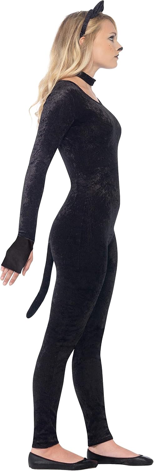 Smiffys Cat Costume - Small, Black Jumpsuit with Tail, Ears, and Collar for Teens & Adults 3