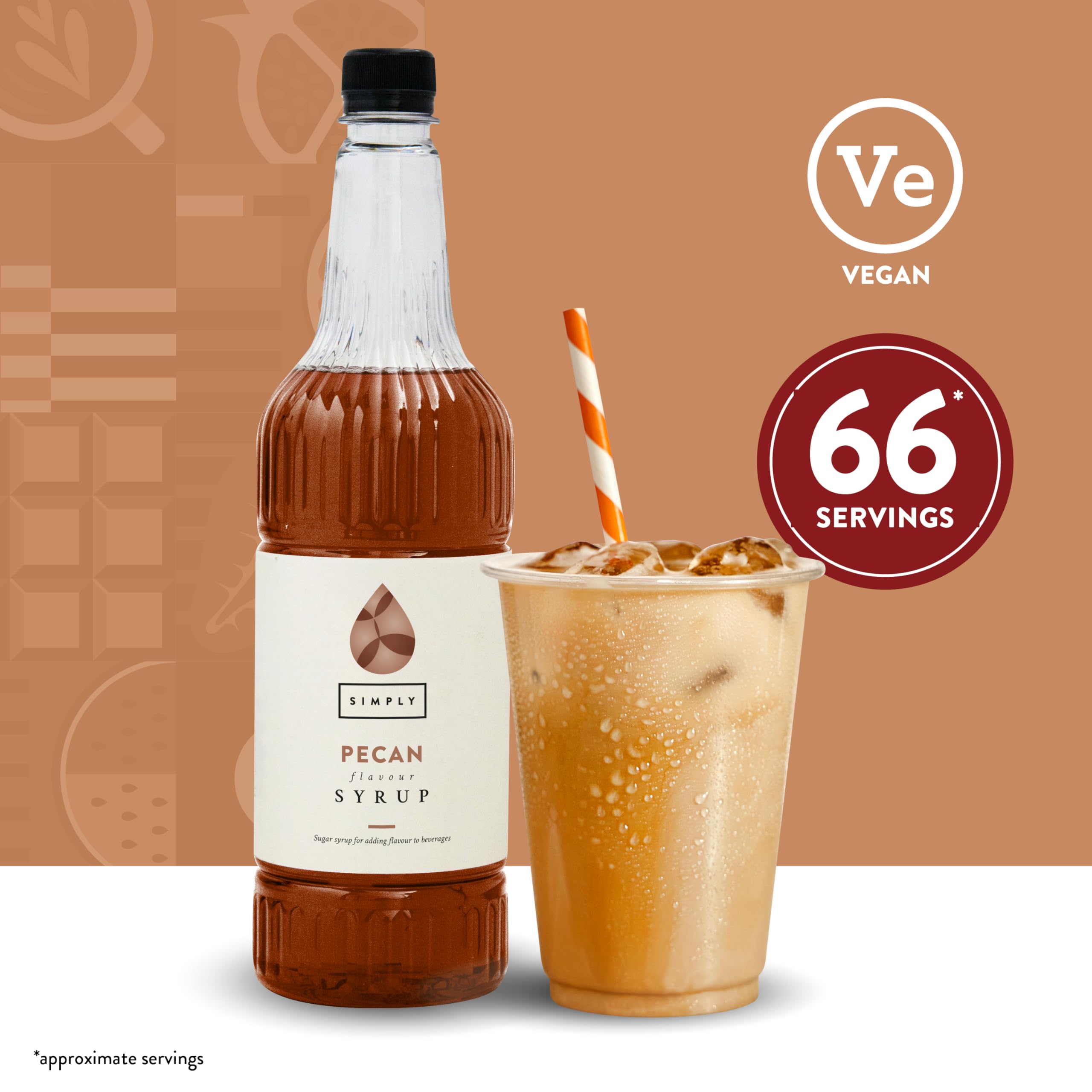 Simply Pecan Syrup, Vegan, Halal & Nut Free Flavoured Syrup for Coffee, Hot and Cold Drinks