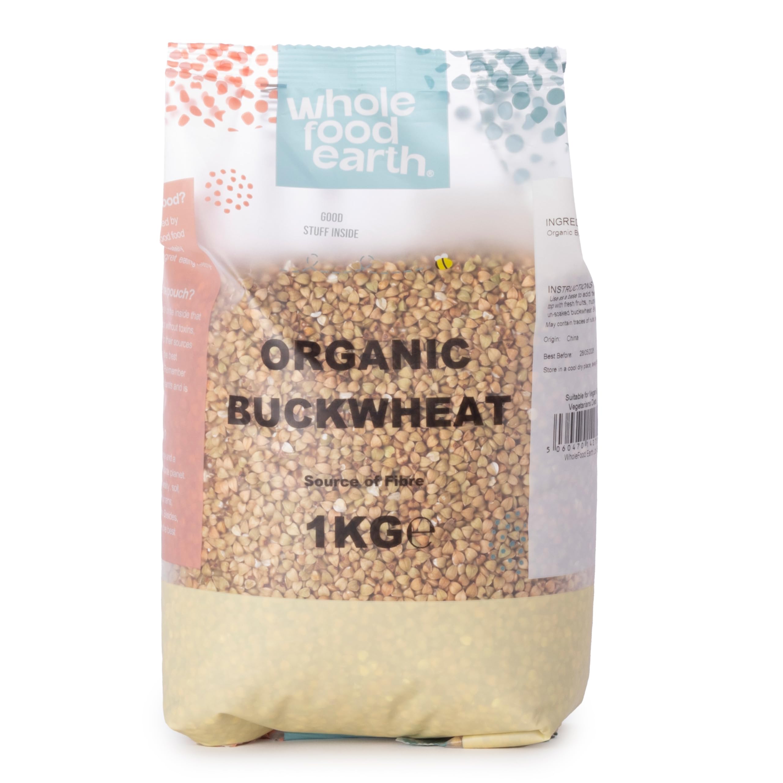 Wholefood Earth Organic Buckwheat Groats - 1 kg | GMO Free | Vegan | High in Protein & Fiber 1